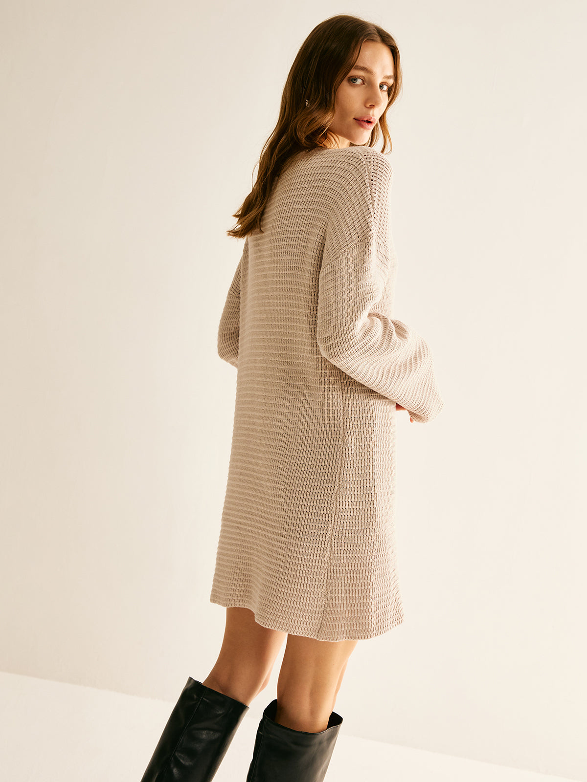 Pull minimaliste à col rond sans ceinture