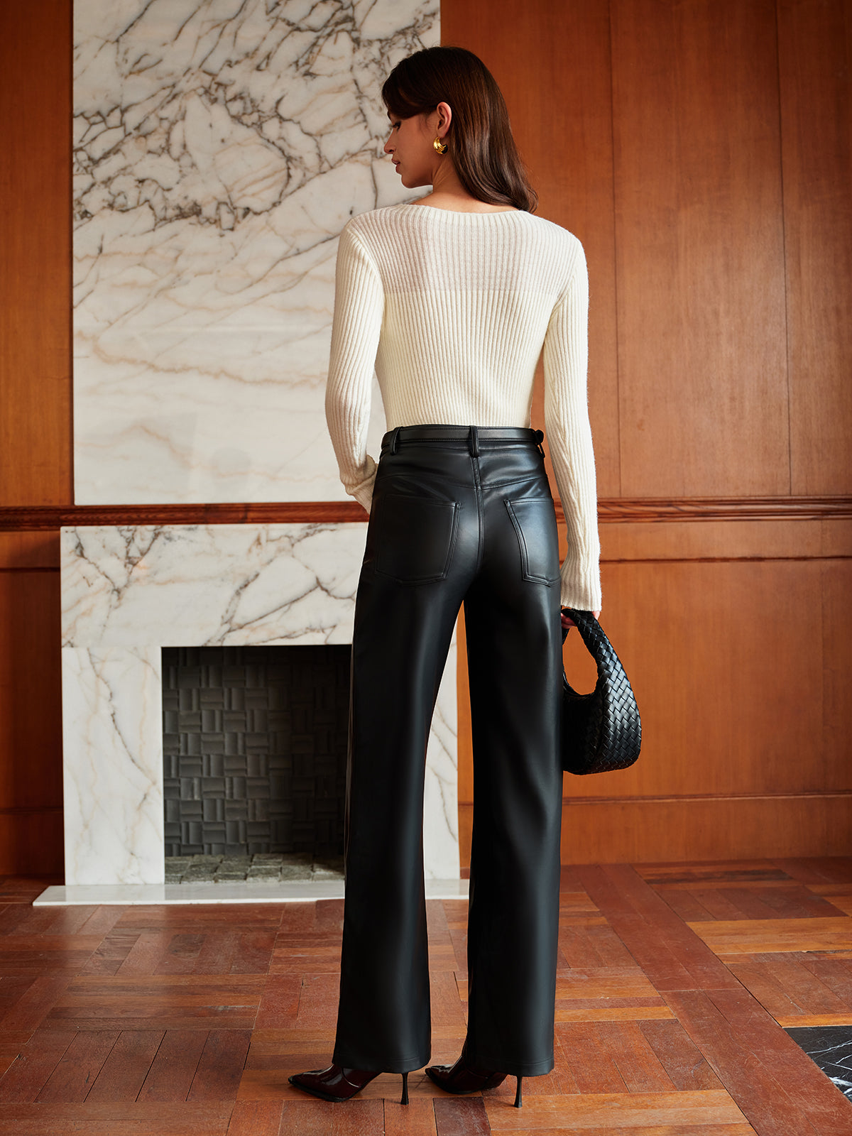 Pull slim côtelé à empiècements