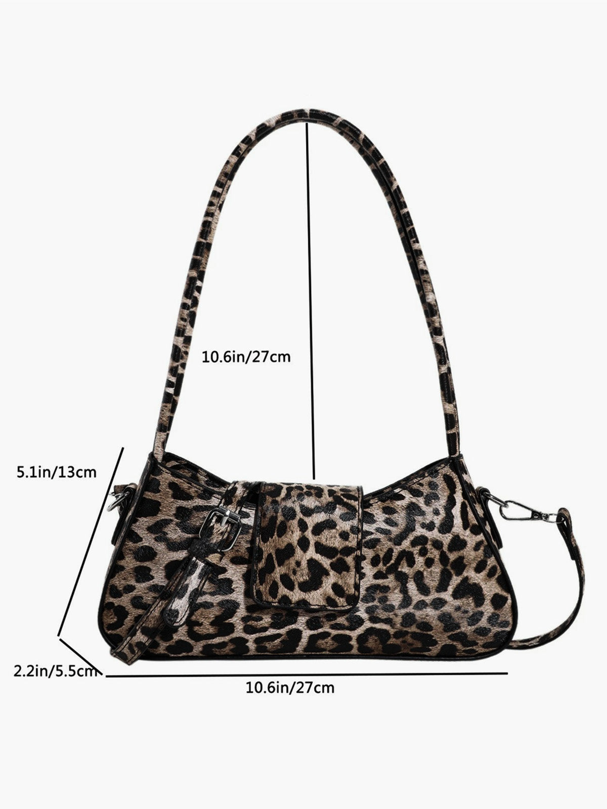 Achseltasche mit Leopardenmuster, Schnallenklappe
