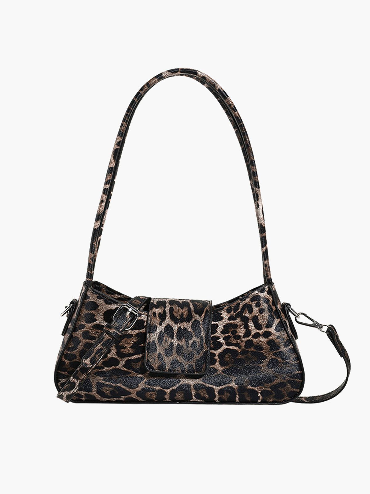 Achseltasche mit Leopardenmuster, Schnallenklappe