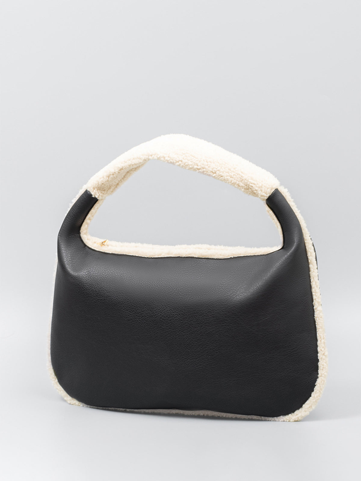 Zweifarbiger Fleece-Achselbeutel mit Reißverschluss