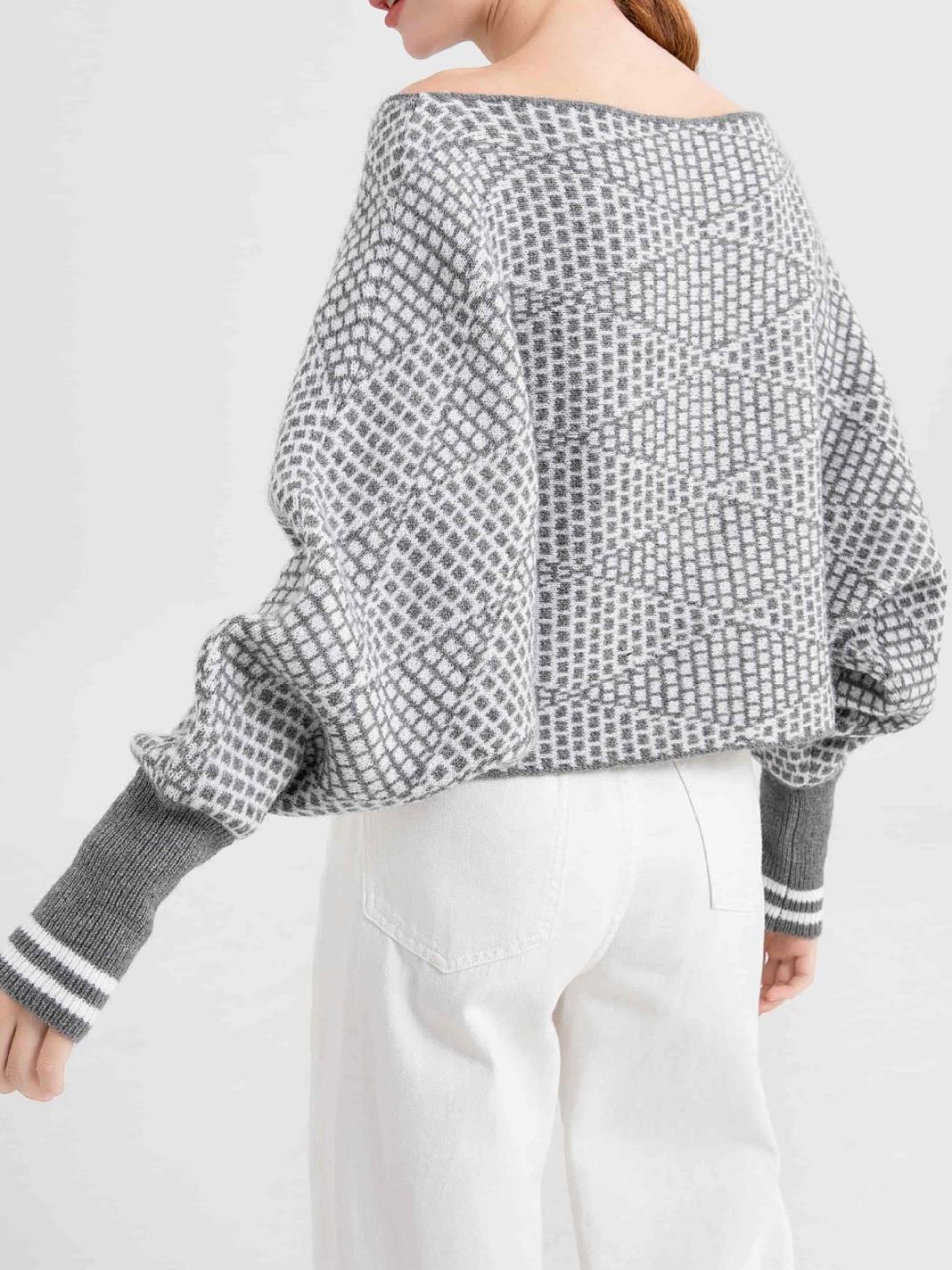 Schulterfreier Pullover aus Wollmischung