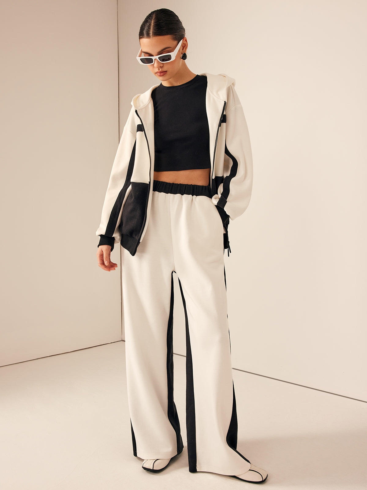 Zweifarbige Jogginghose mit elastischem Bund