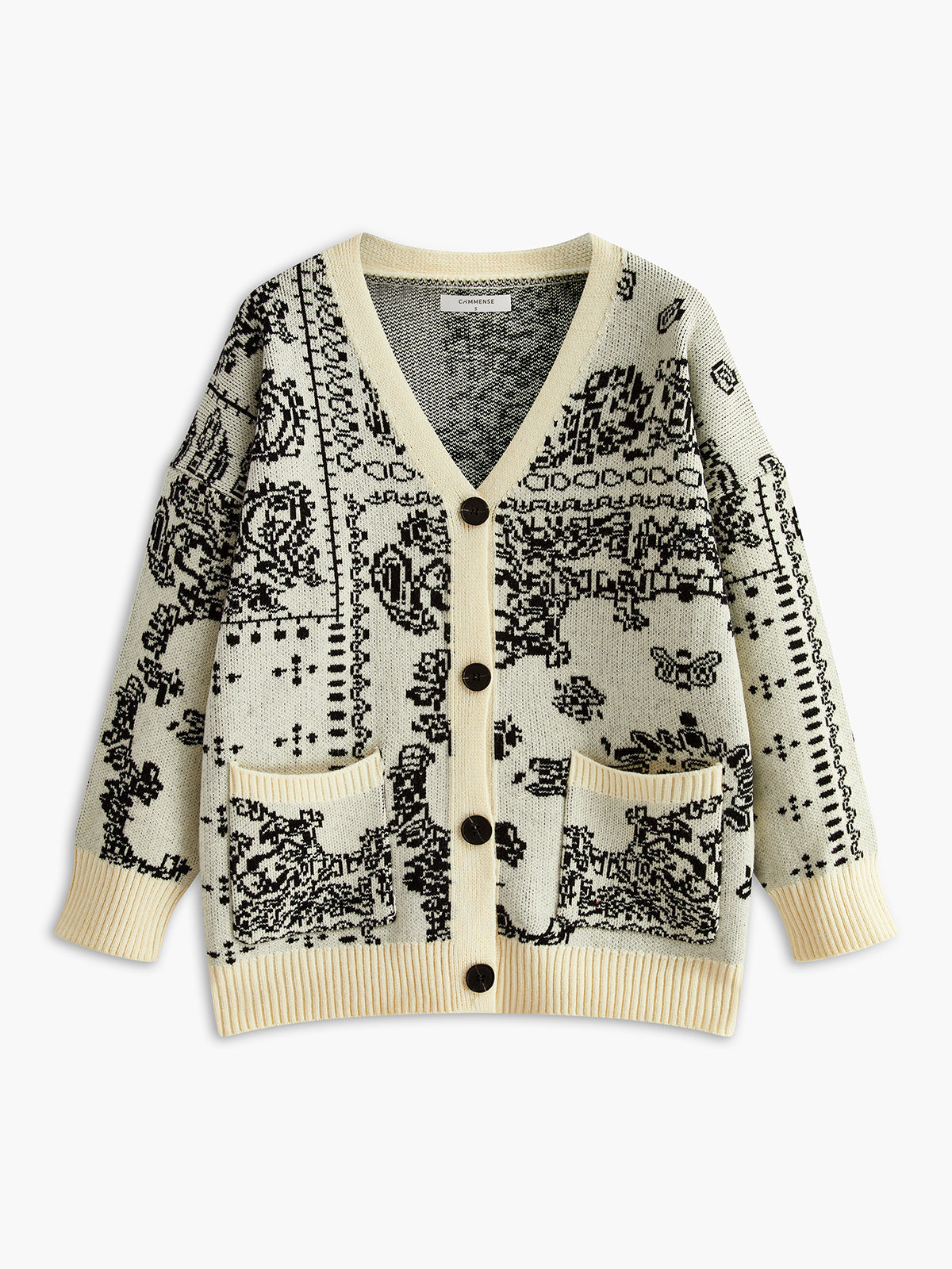 Vêtements d'extérieur vintage à col en V en maille douce