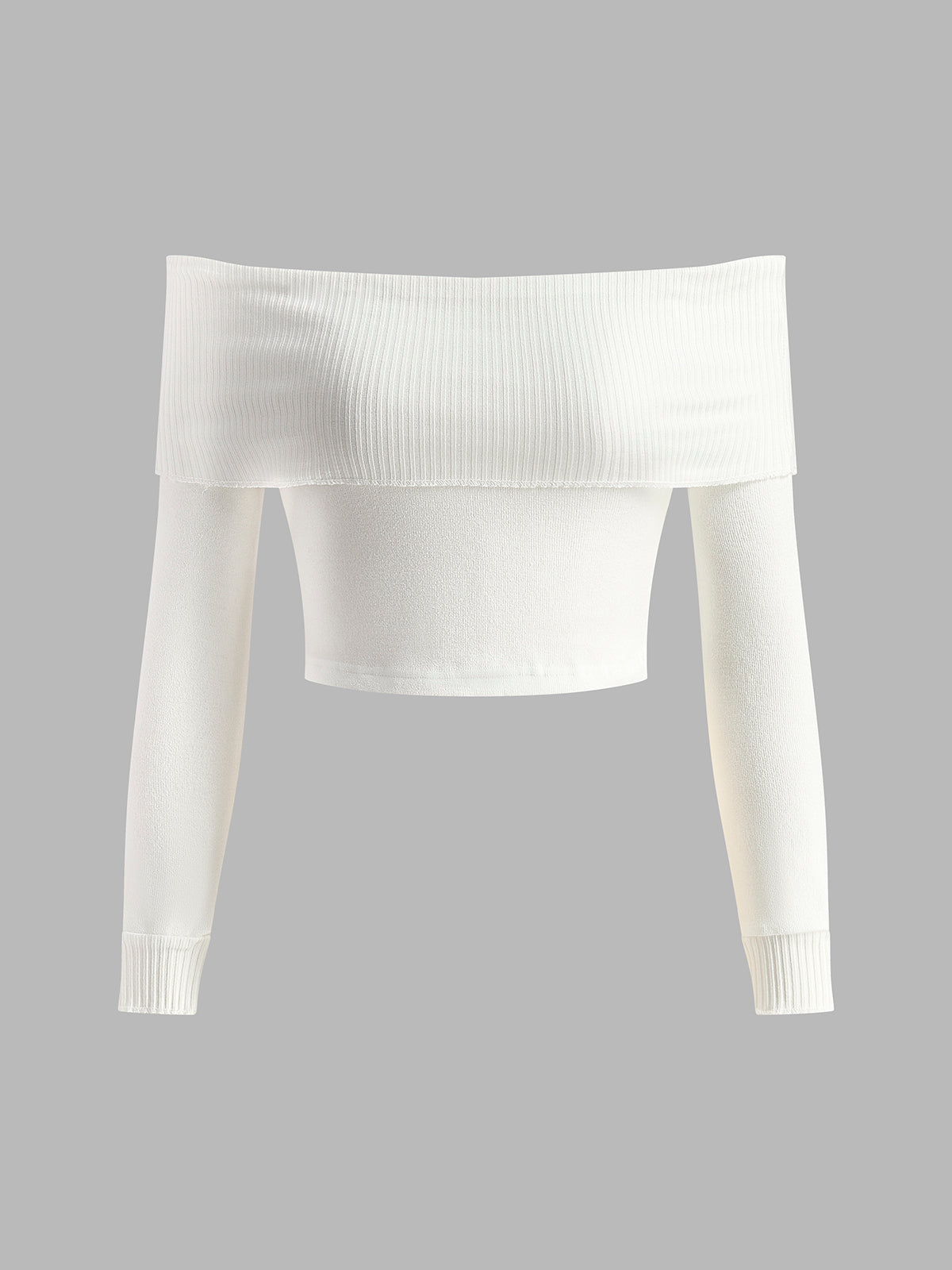 Geripptes schulterfreies Stricktop