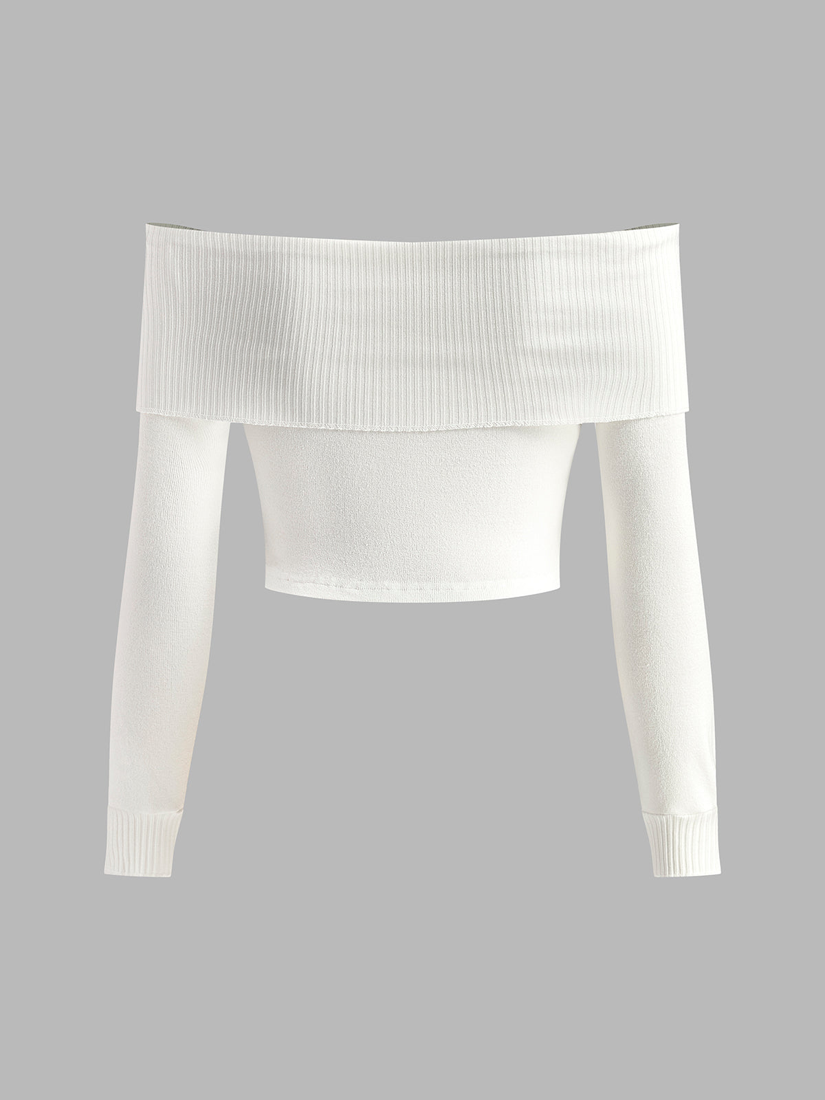 Geripptes schulterfreies Stricktop