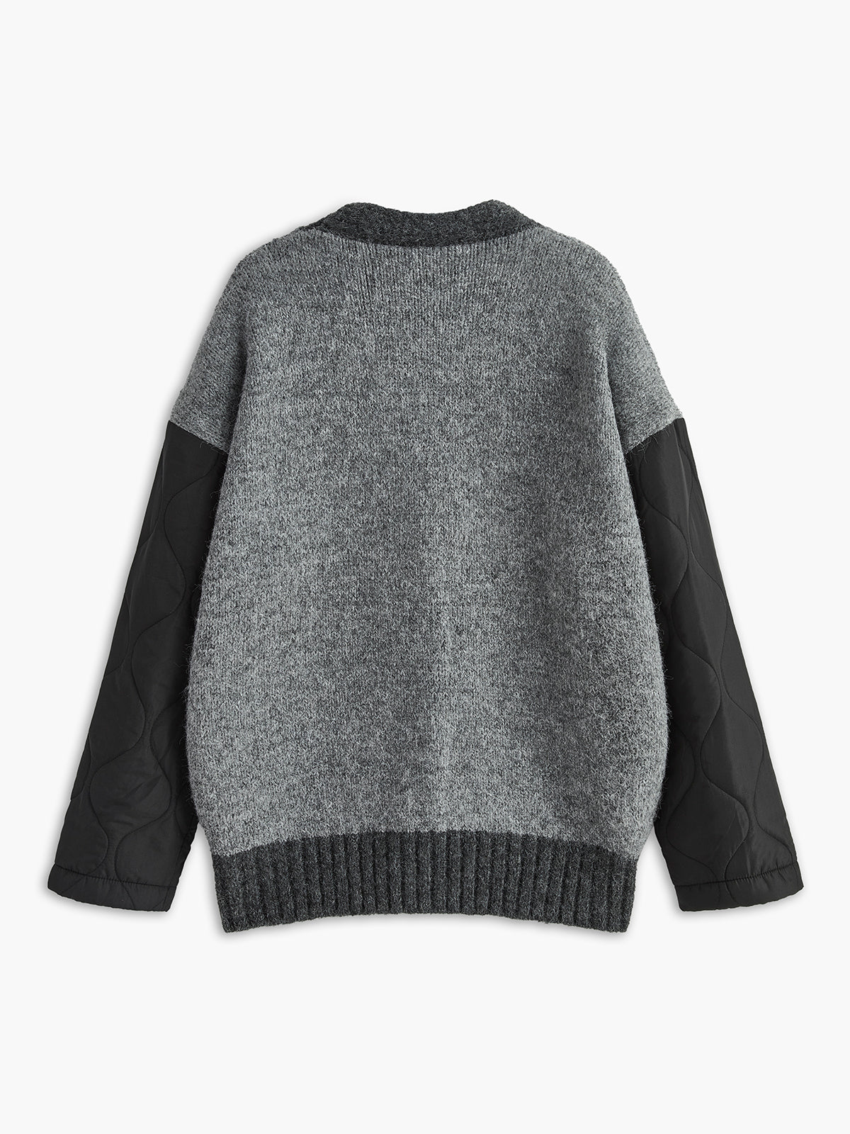 V-Neck Panel Pockets Knit Outerwear