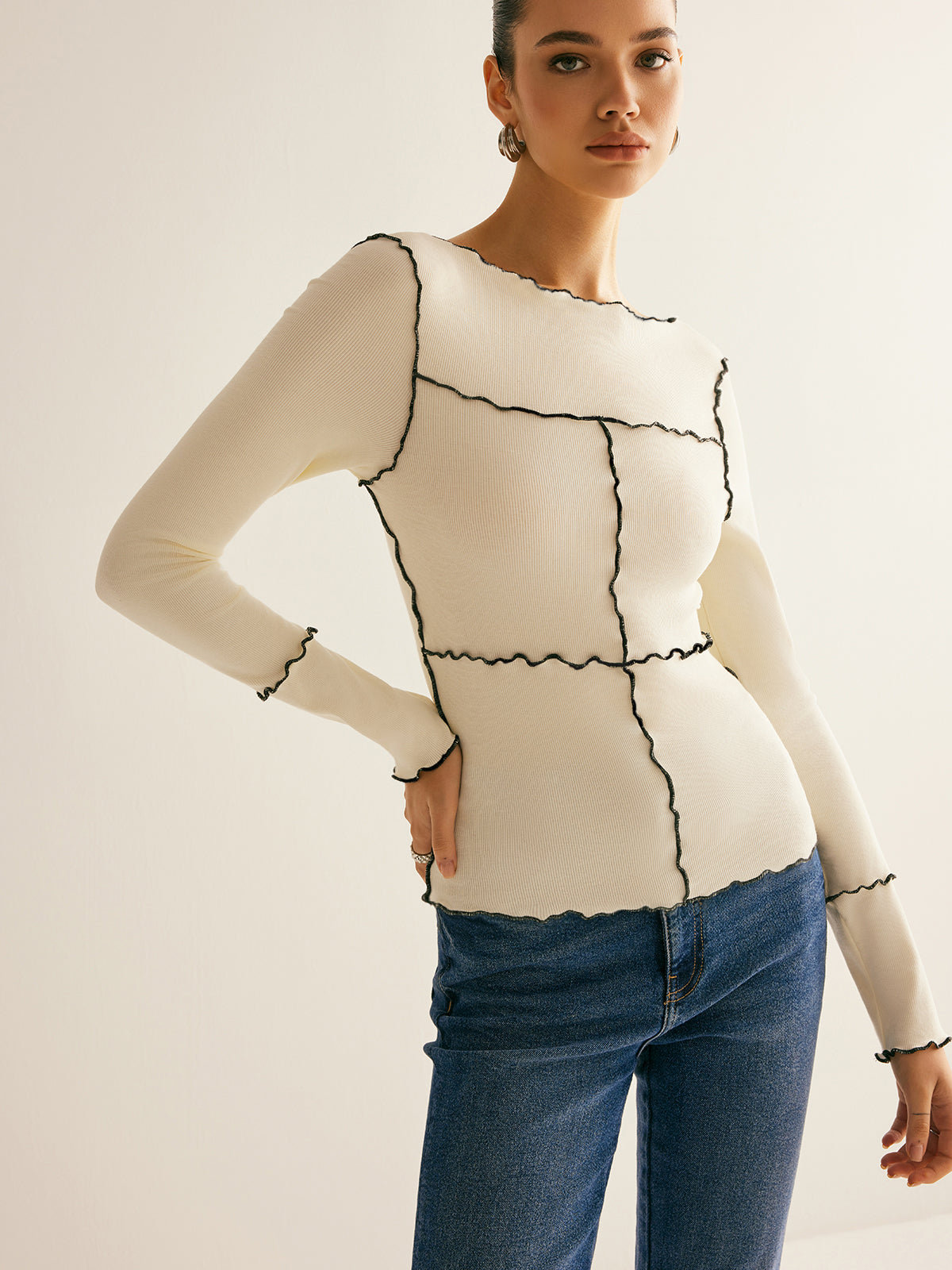 Langarm-T-Shirt mit Salatbesatz