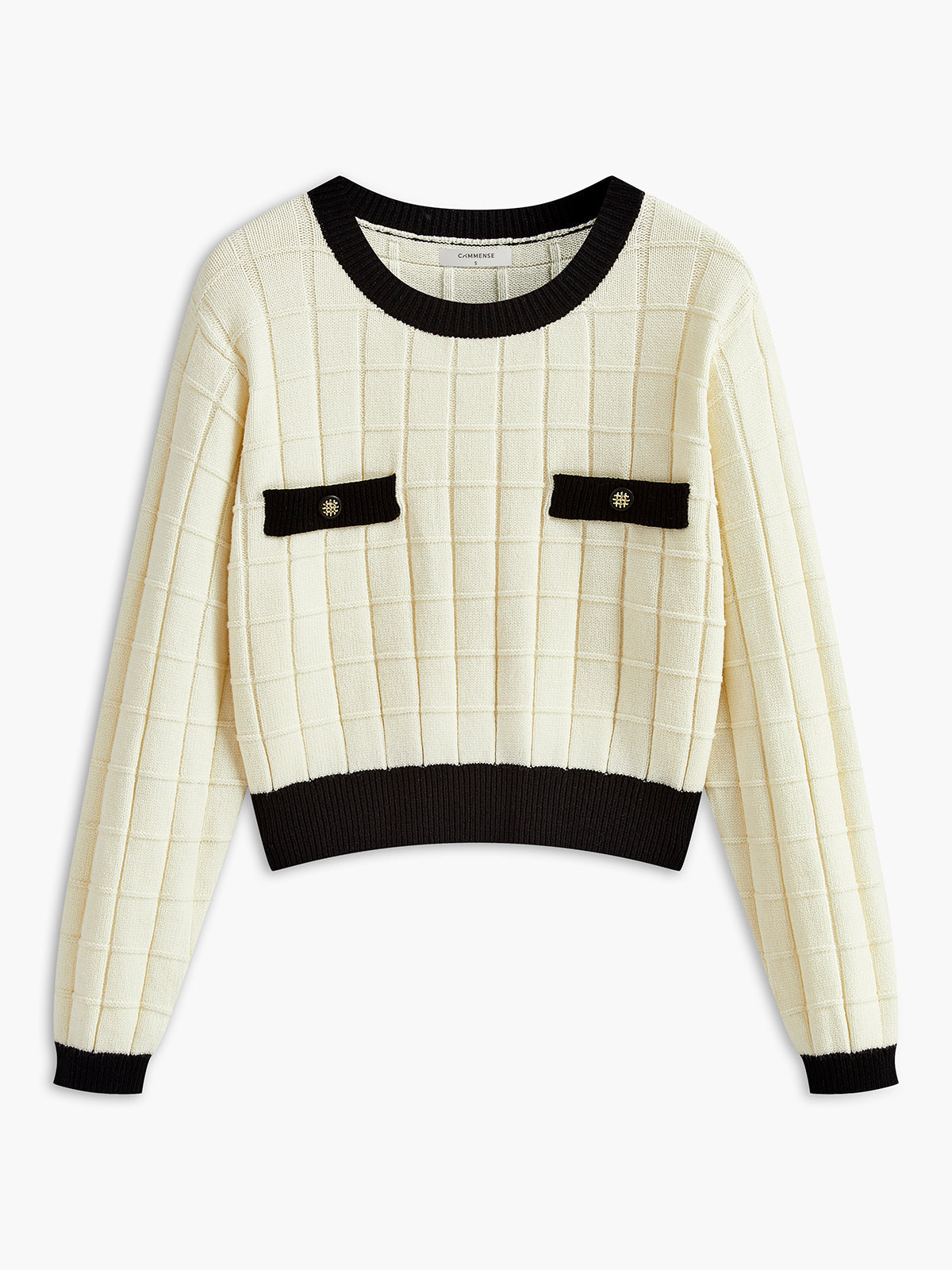 Pull à carreaux avec bordure contrastée