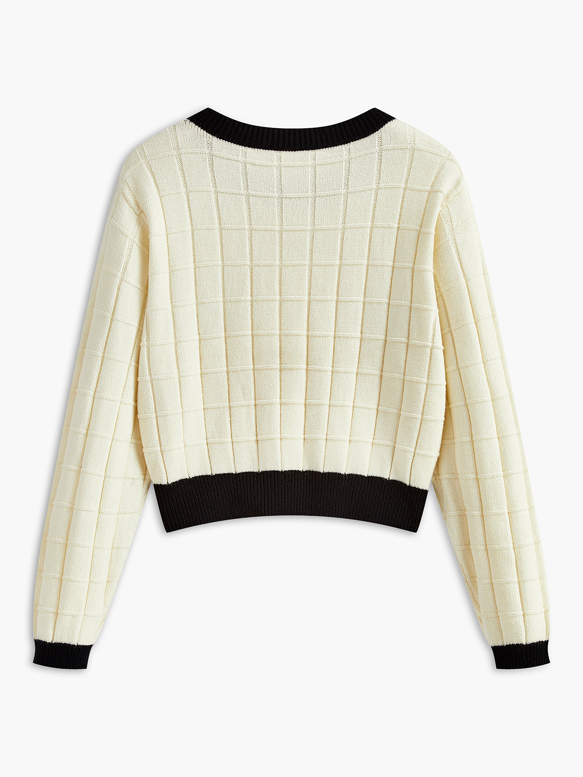 Pull à carreaux avec bordure contrastée