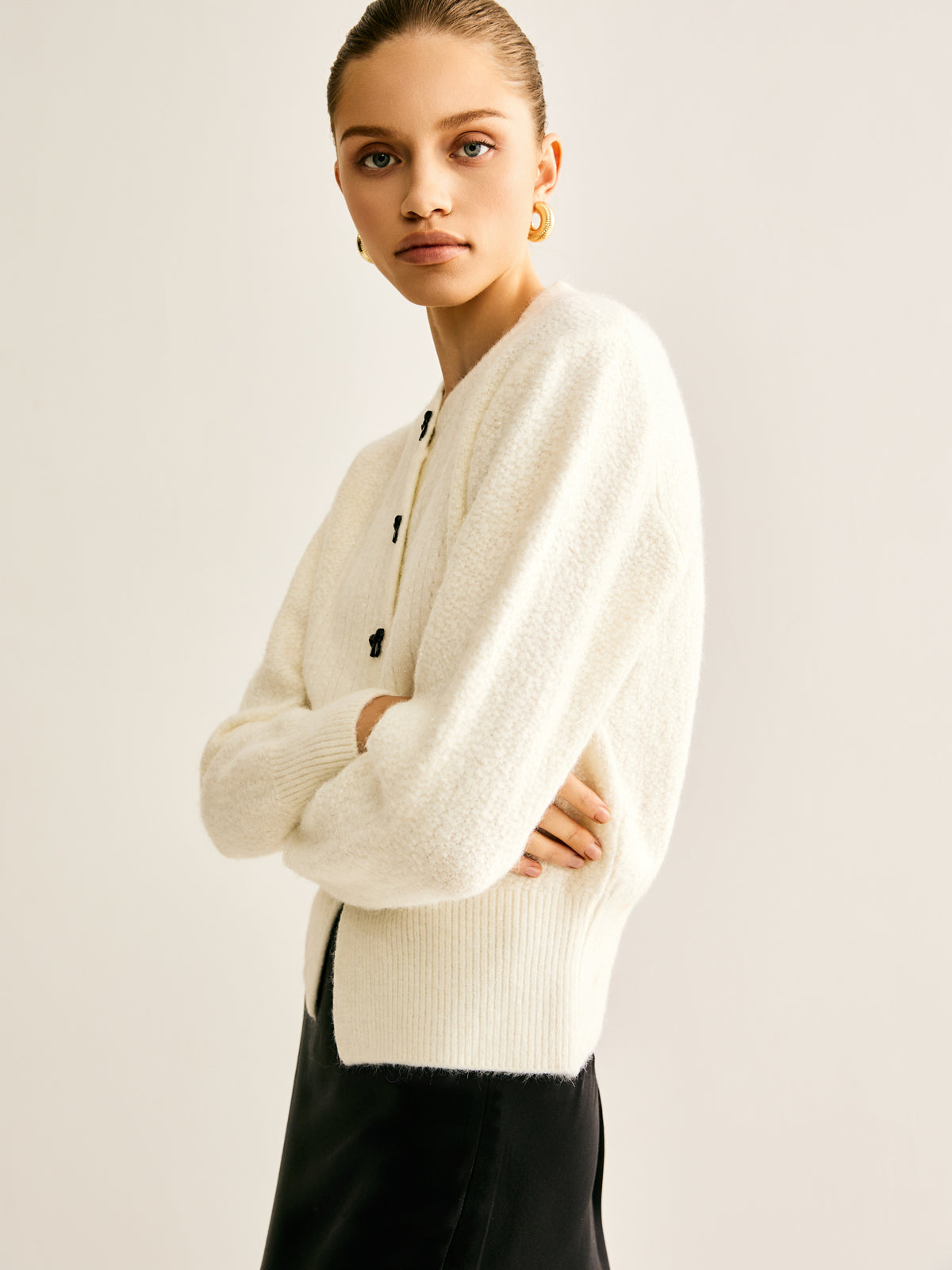 Cardigan à boutons et nœuds