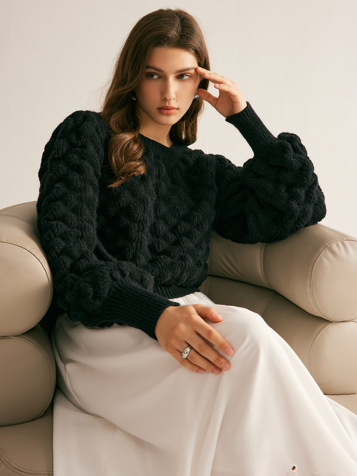 Pull nuage à col rond