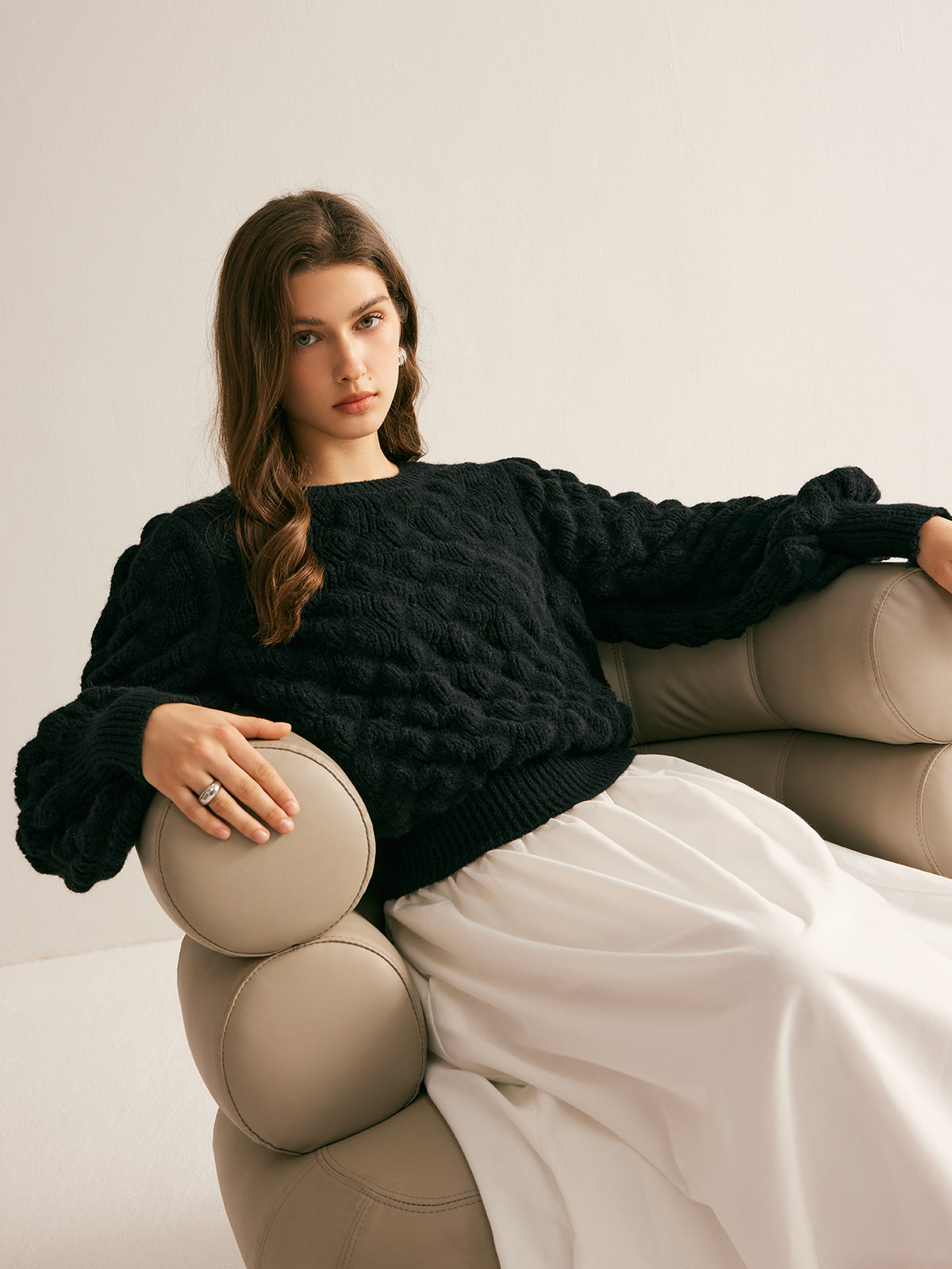 Pull nuage à col rond