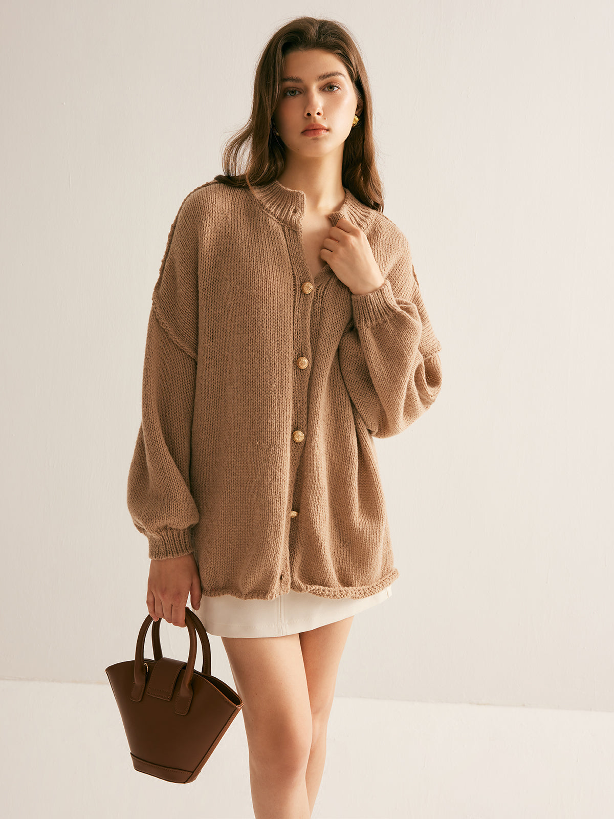 Cardigan ample et doux à boutons