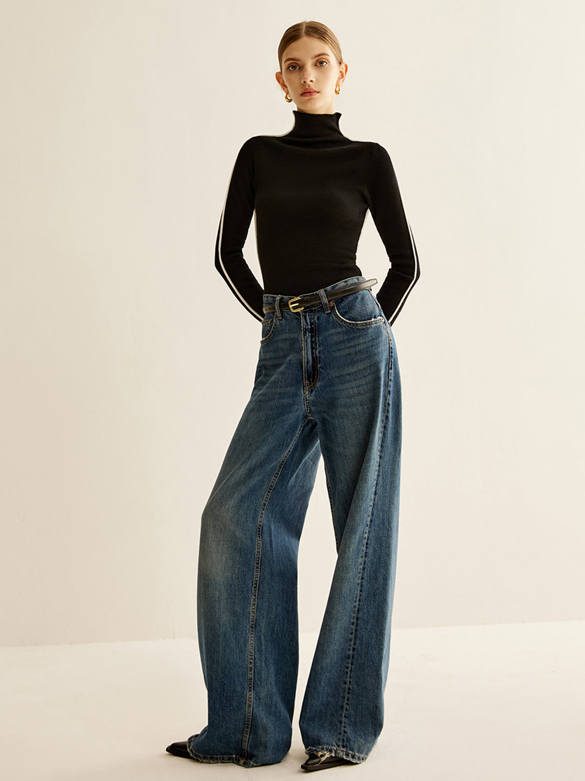 Haut en maille à col montant en laine mélangée