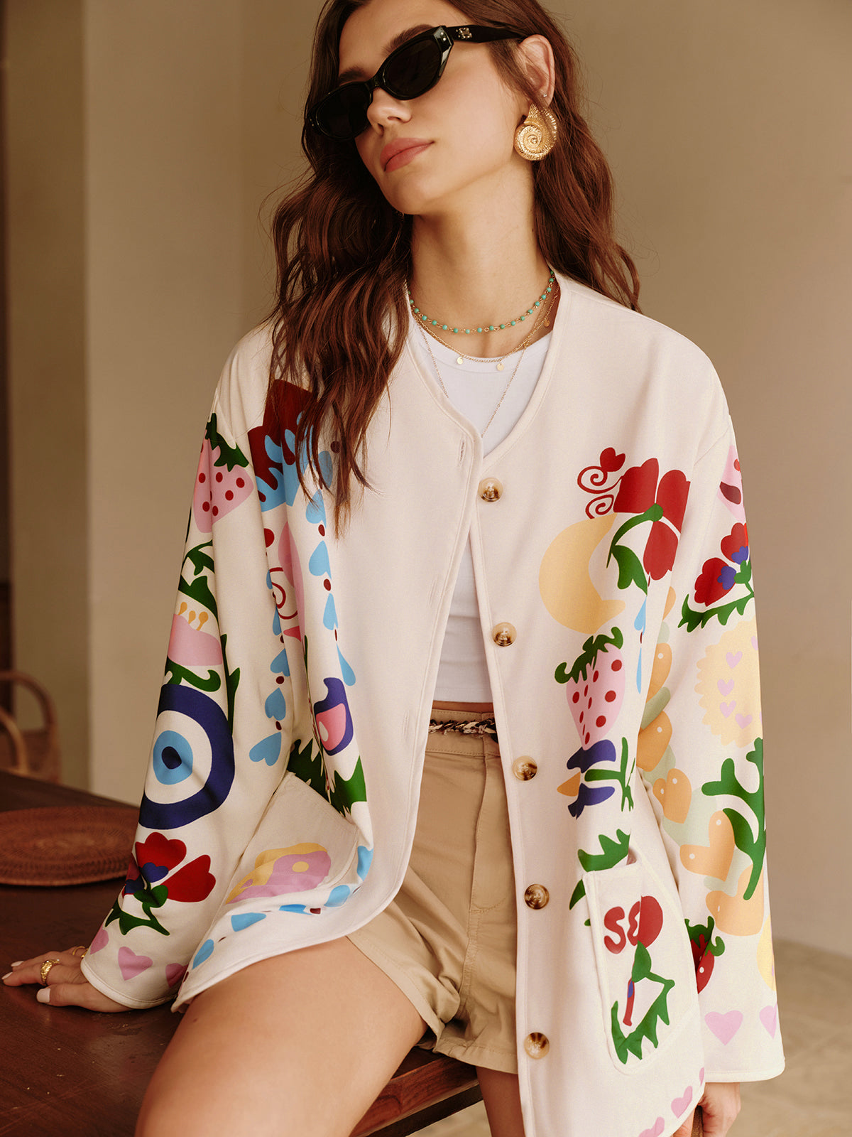 Manteau d'hiver charmant à imprimé coloré