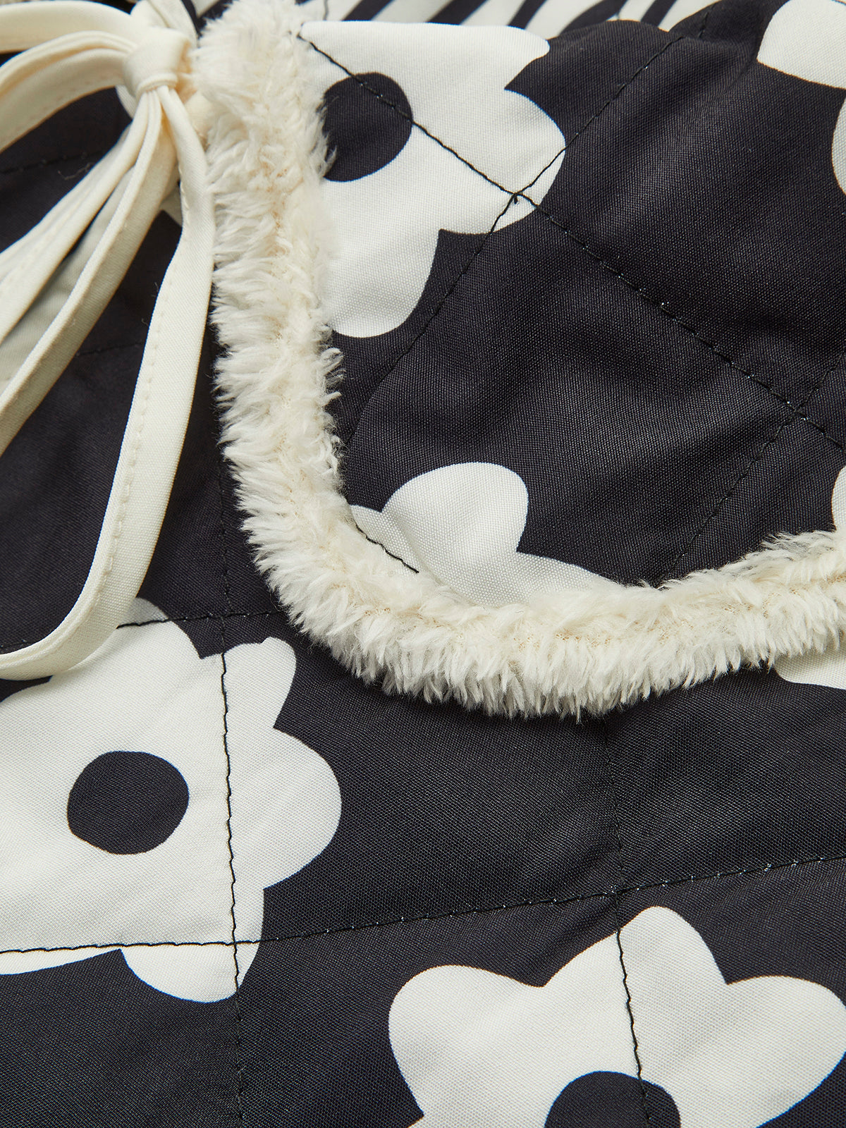 Manteau d'hiver à lacets imprimé floral