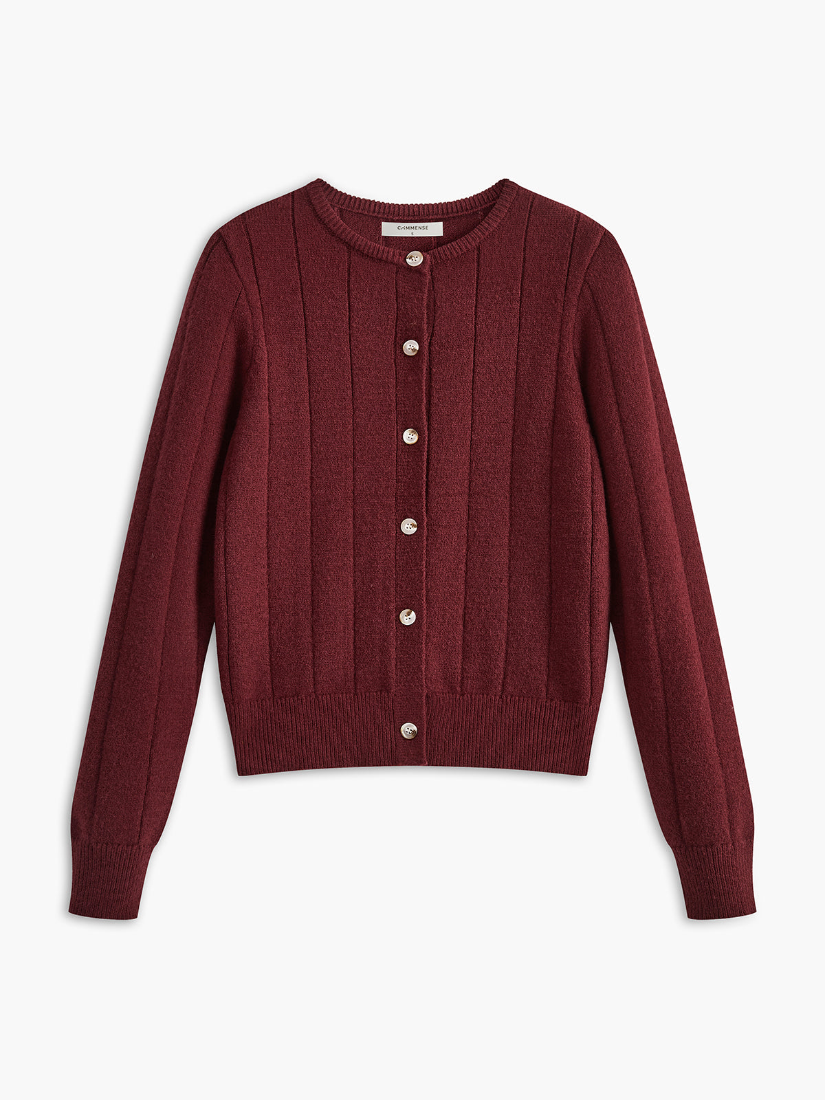 Rundhals-Strickjacke mit Knöpfen