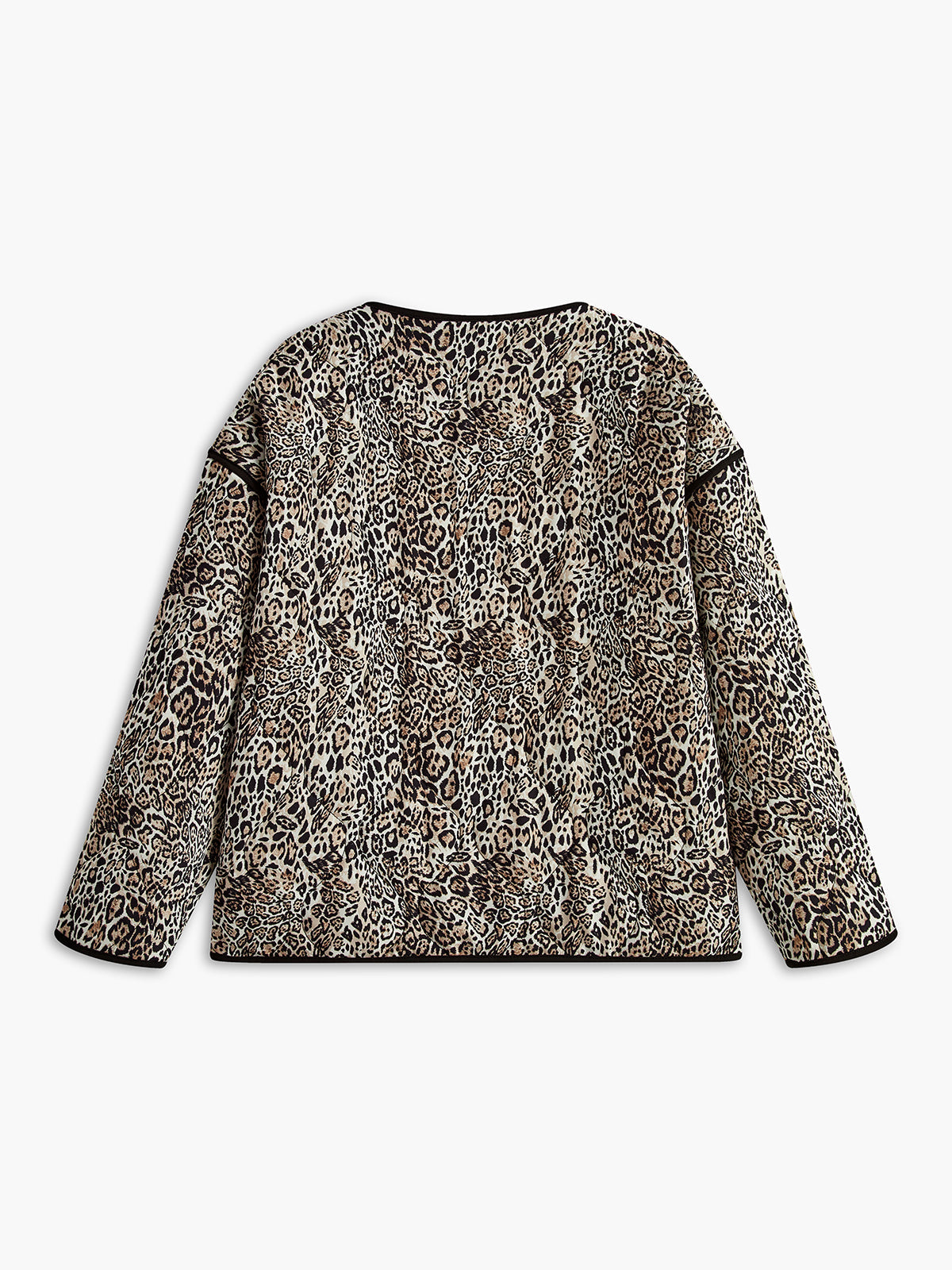 Manteau d'hiver imprimé léopard à bordures contrastées