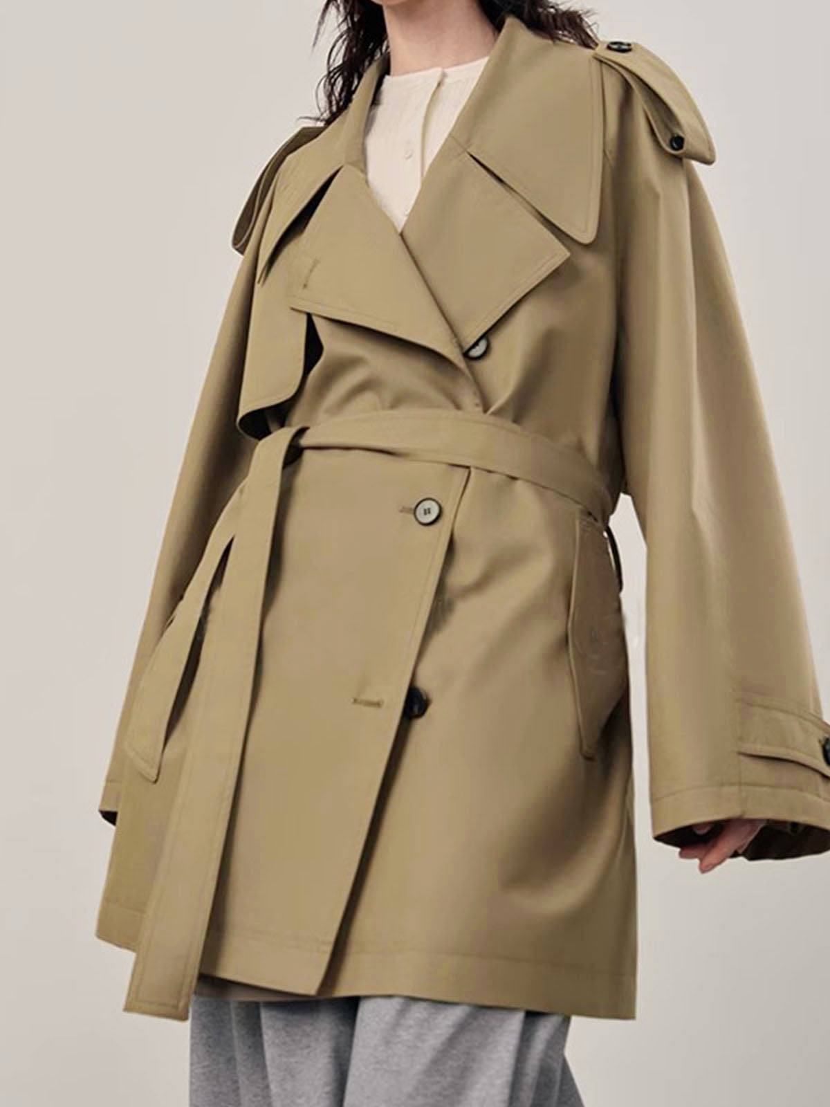Lapel Oversized Belted Trench Coat