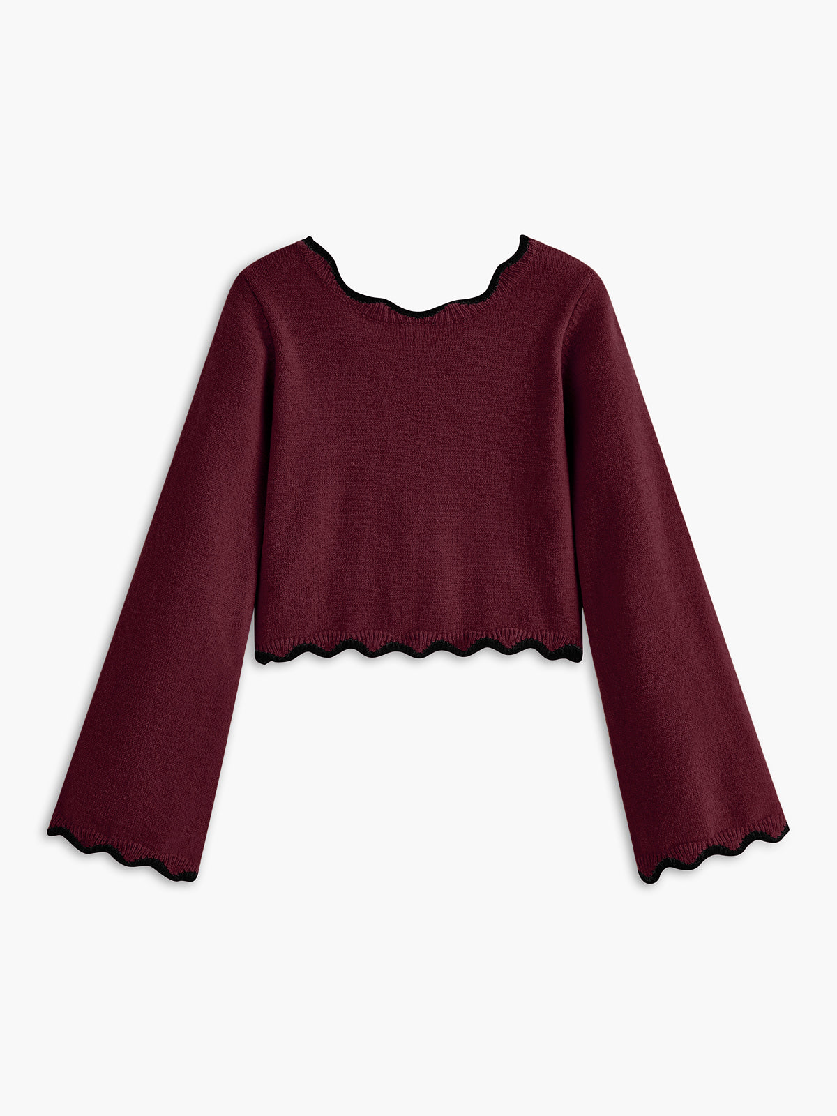 Pull à nœud et bordure ondulée contrastée