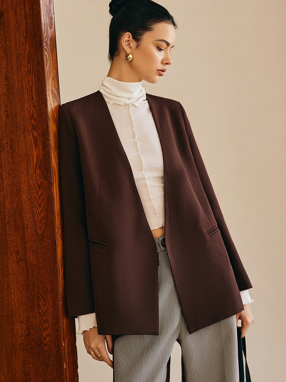 Utility-Blazer mit V-Ausschnitt ohne Gürtel