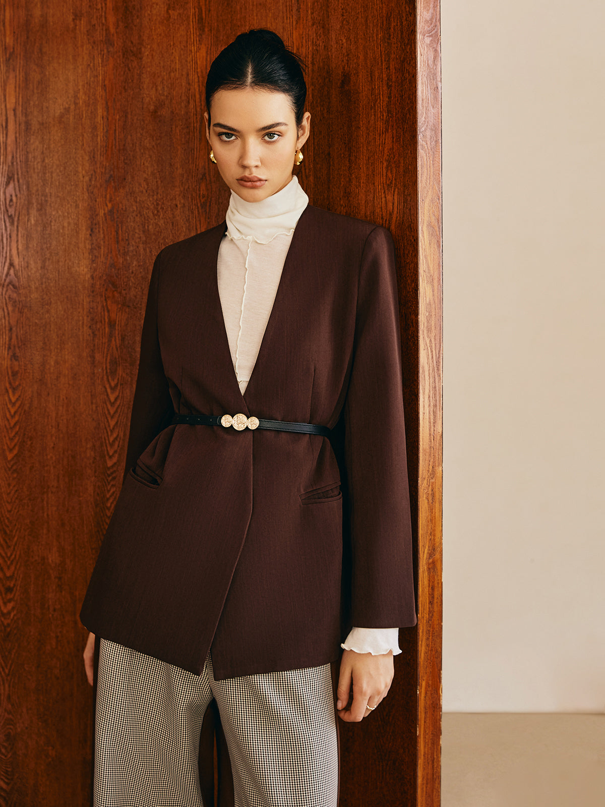 Utility-Blazer mit V-Ausschnitt ohne Gürtel