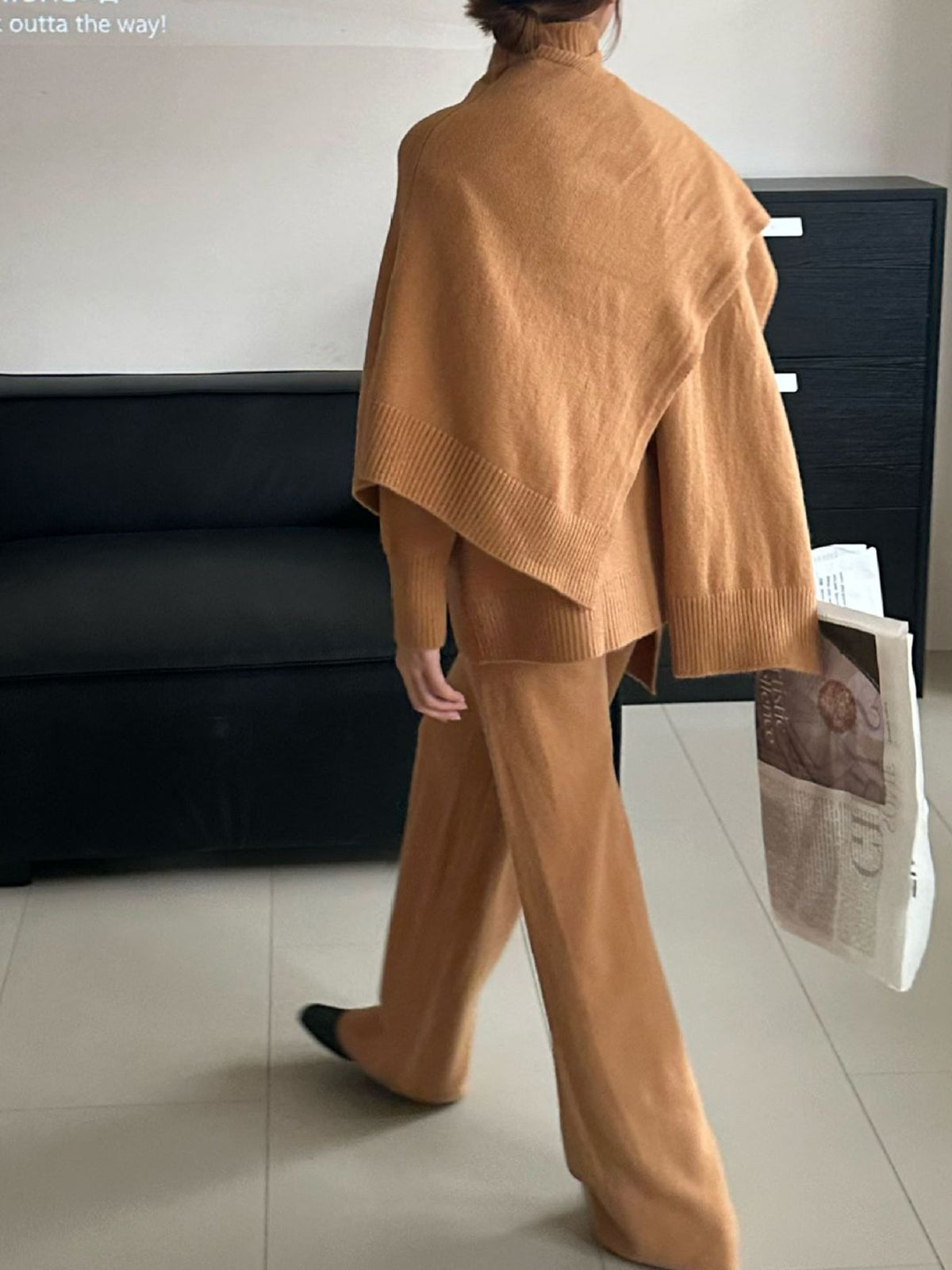 Ensemble pull et pantalon trois pièces à col montant uni