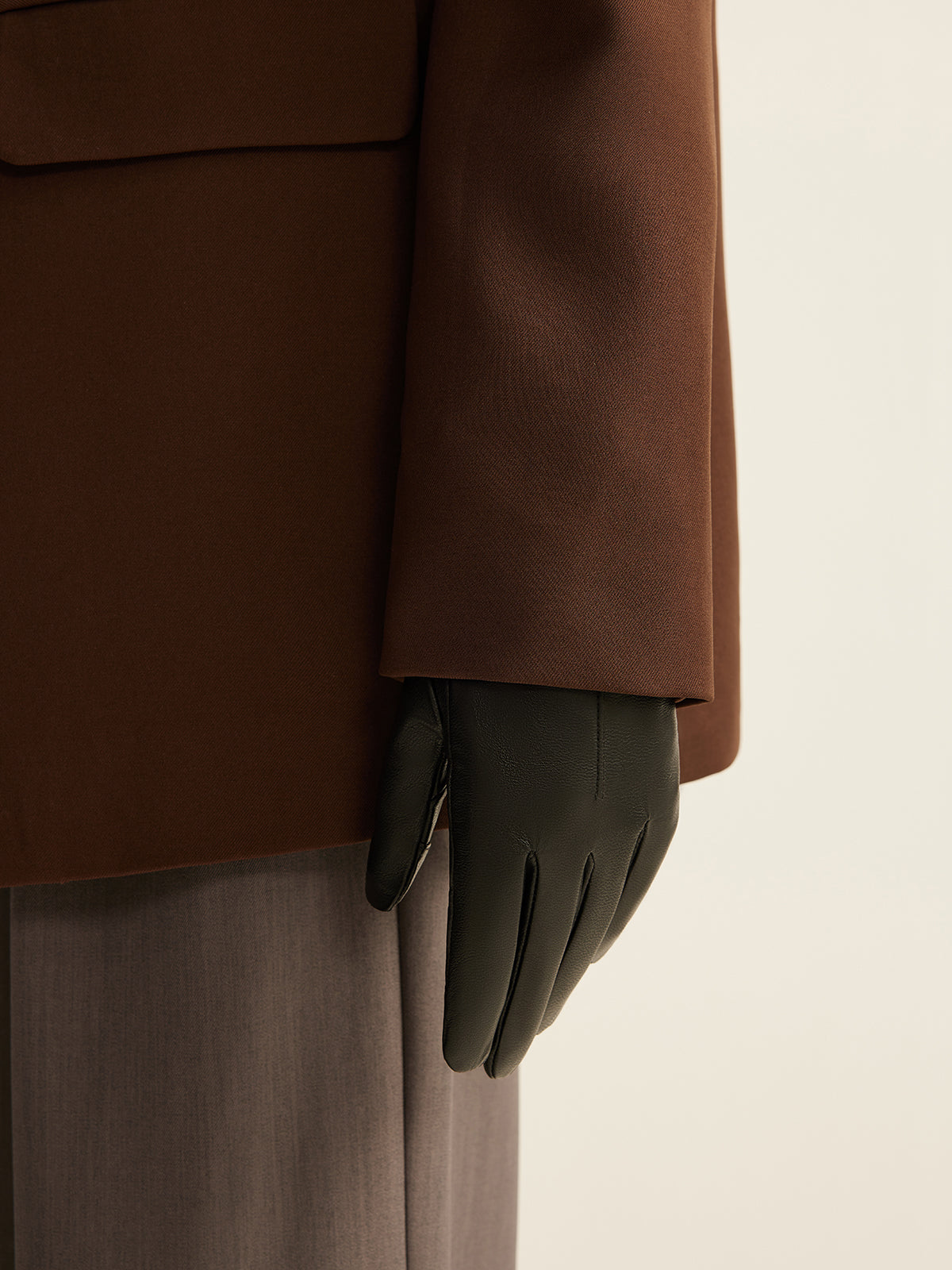 Winddichte, fleecegefütterte Handschuhe aus Ziegenleder