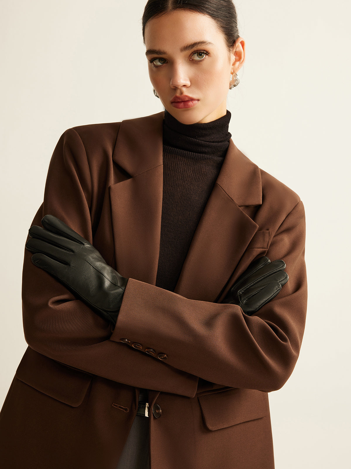 Winddichte, fleecegefütterte Handschuhe aus Ziegenleder