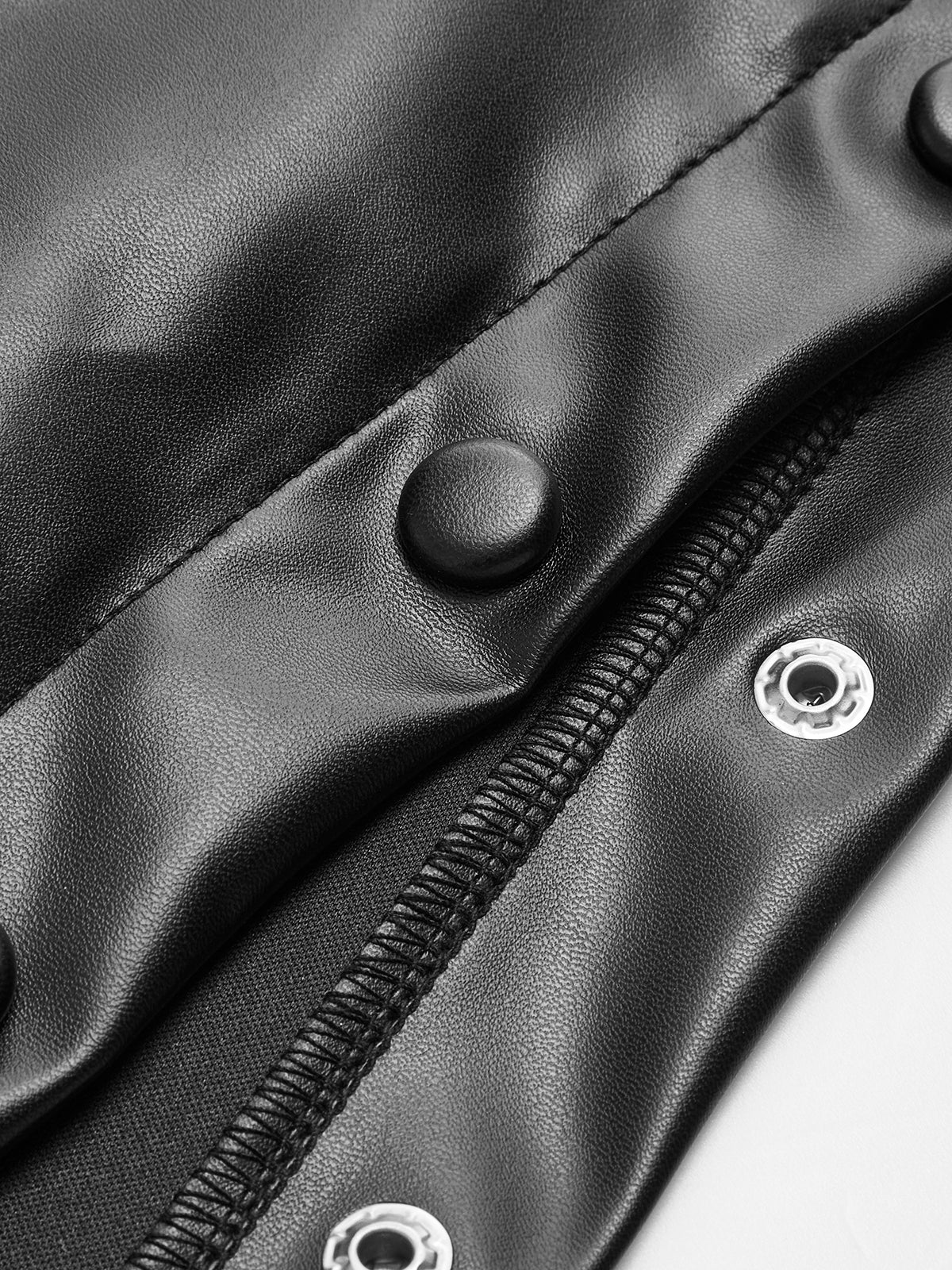 Jupe en cuir PU à boutons et volants