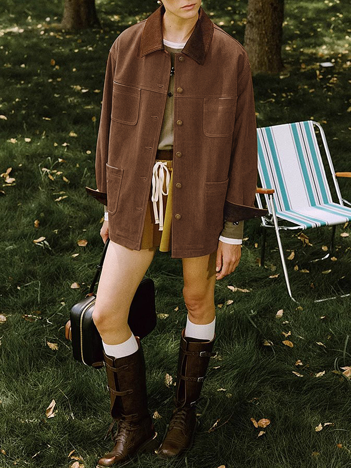 Vintage Corduroy Cargo Polo Jacket