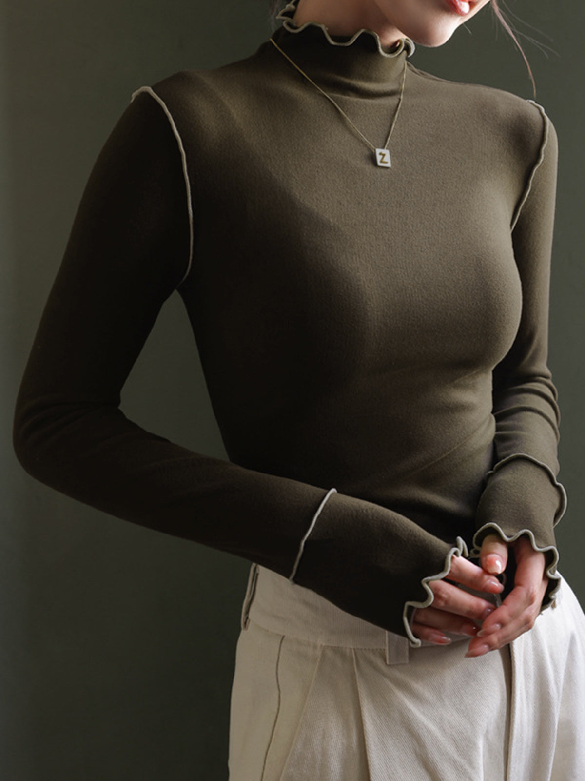 Slim-Fit-T-Shirt aus Jersey mit Wellenbesatz