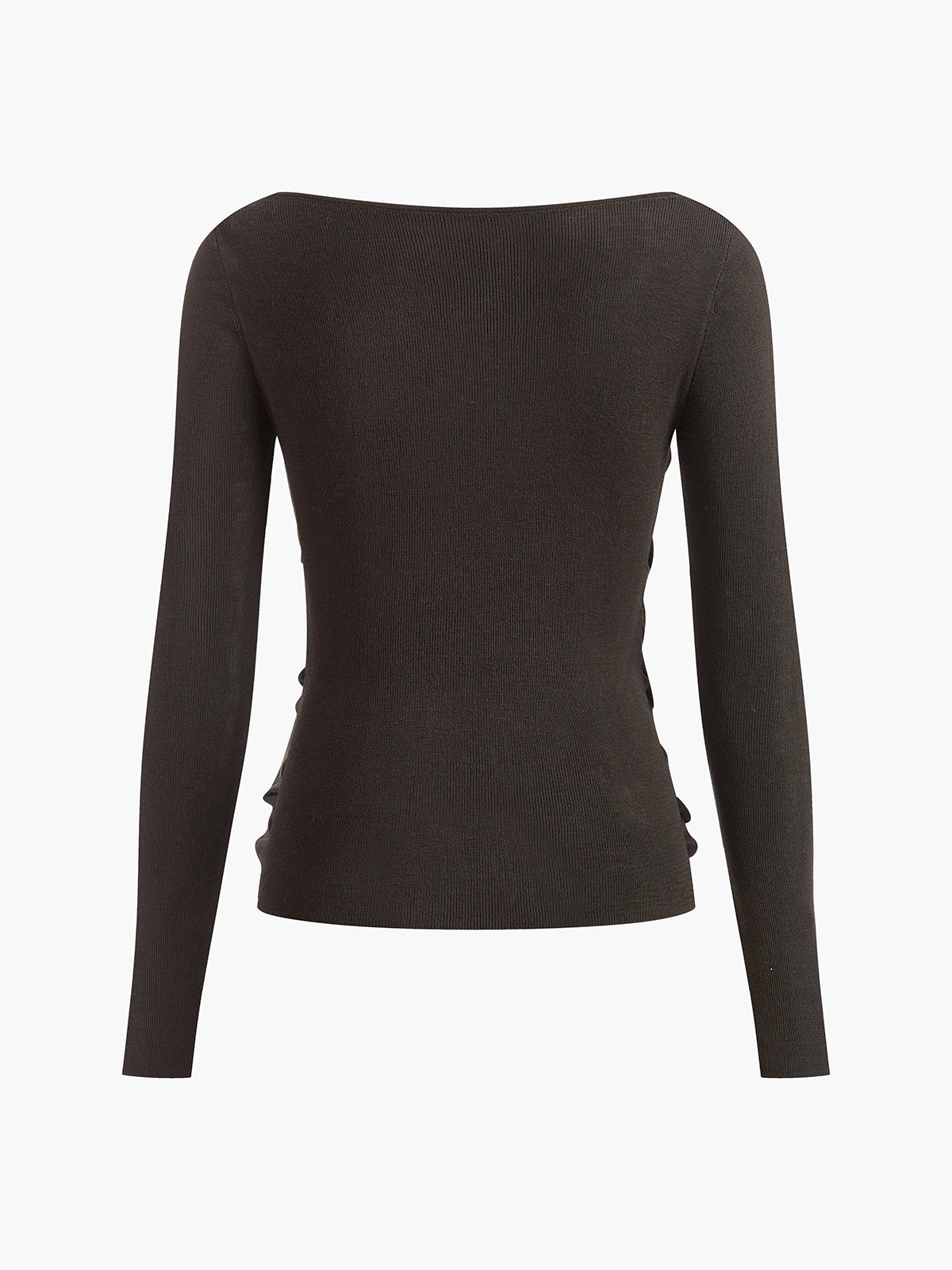 Seitlich plissiertes, schmal geschnittenes Stricktop