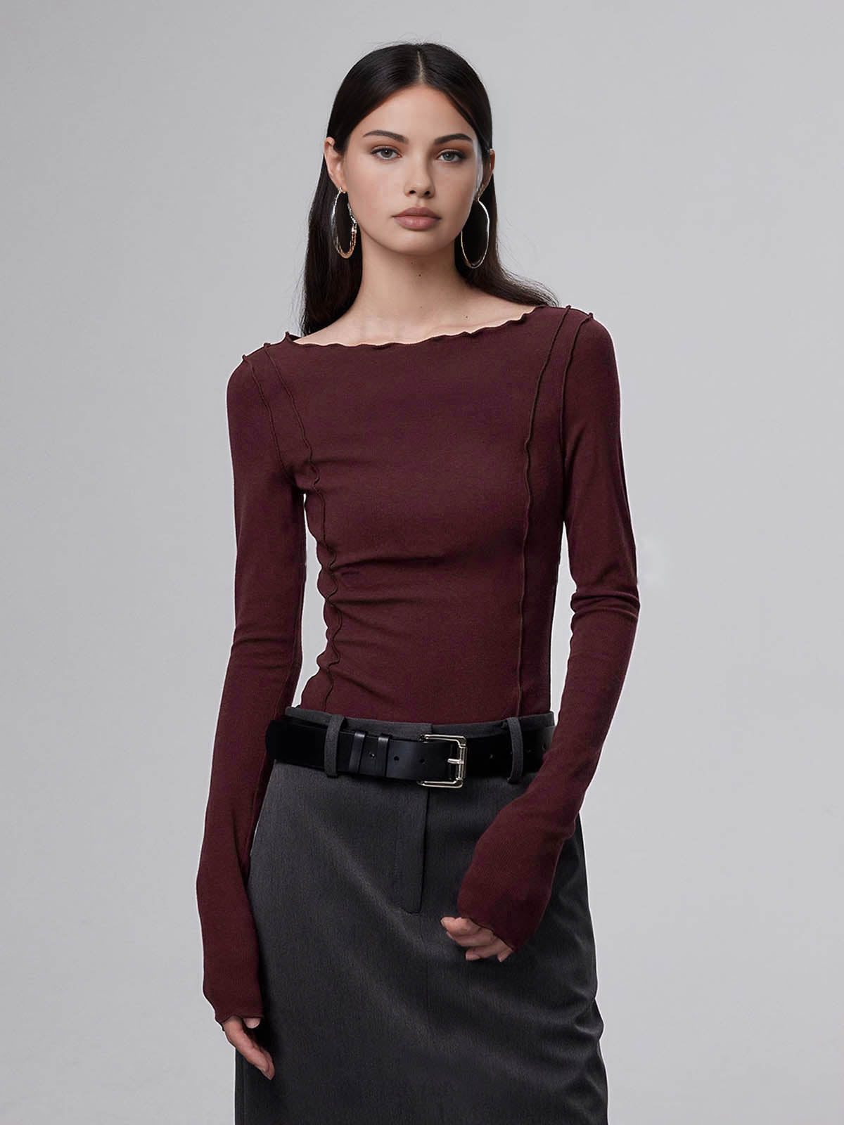 T-shirt slim à bordure de laitue