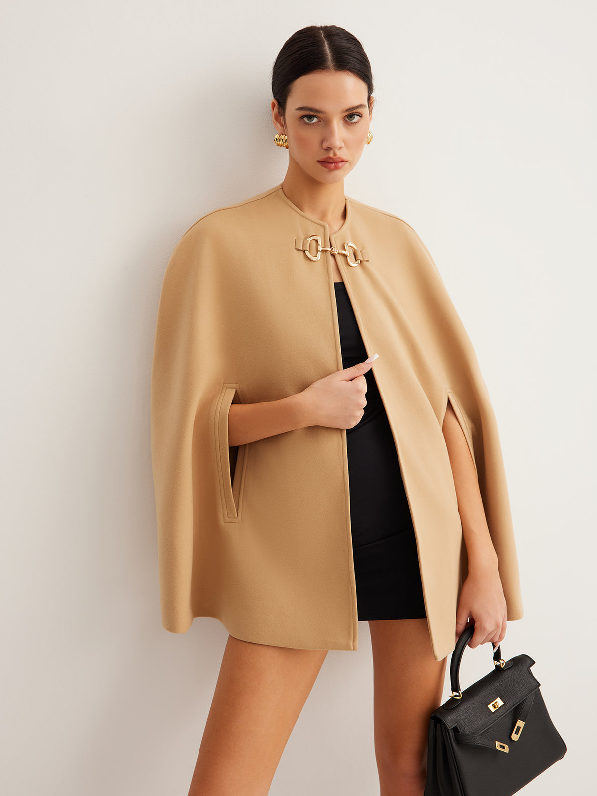 Schlichter Tweed-Umhang mit Metalldetails