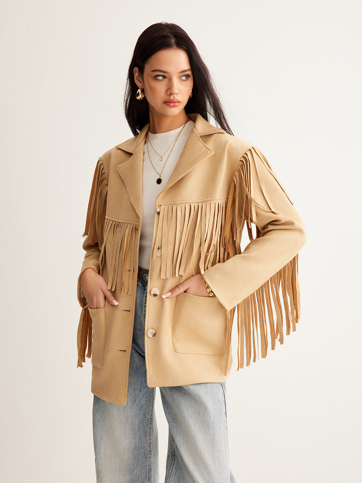 Boheme Tassel Suede Effect Blazer