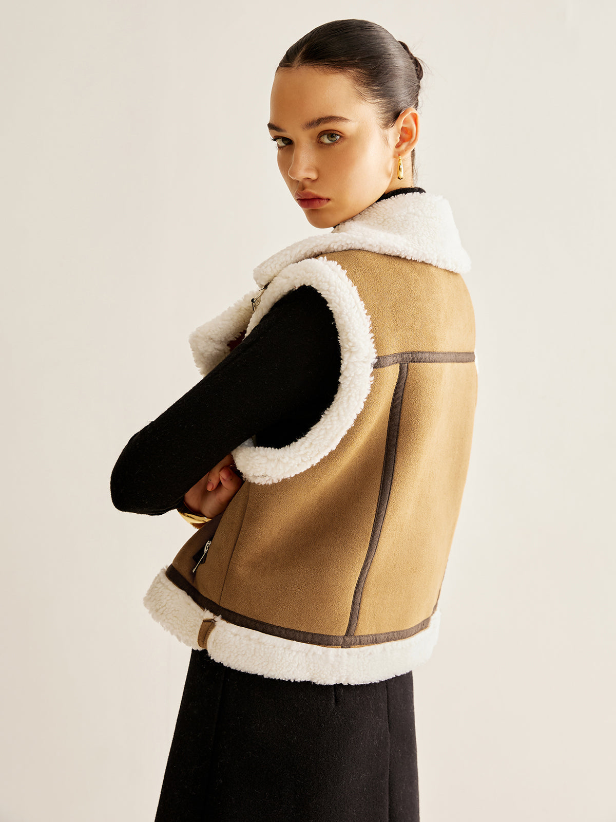 Asymmetrische Fleeceweste mit Reißverschluss