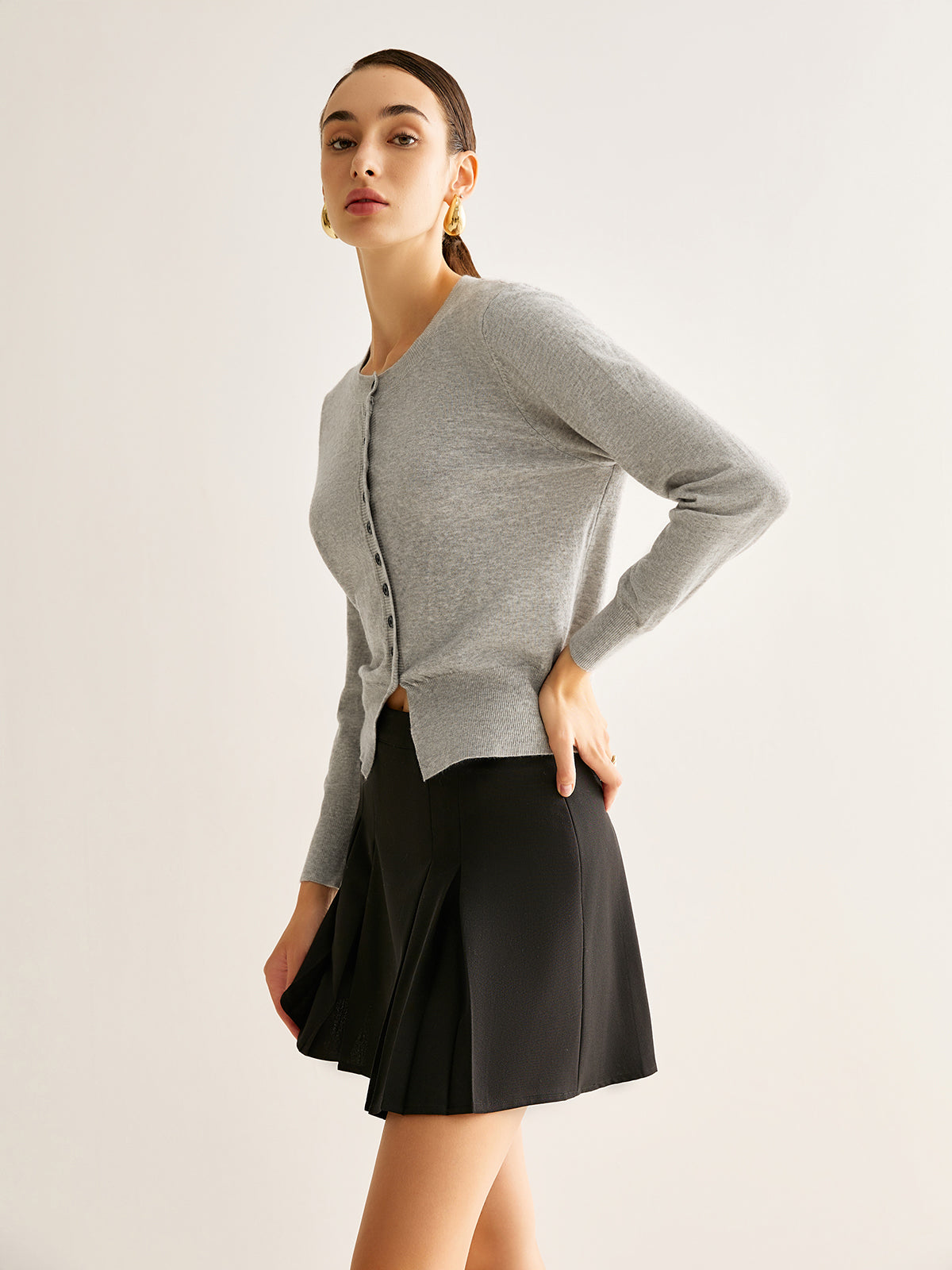 Gilet en jersey à boutons et fente