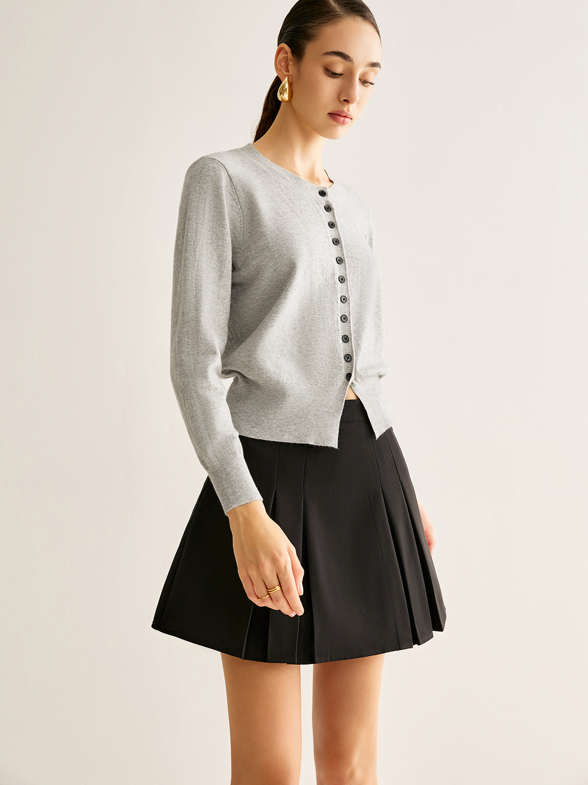 Gilet en jersey à boutons et fente