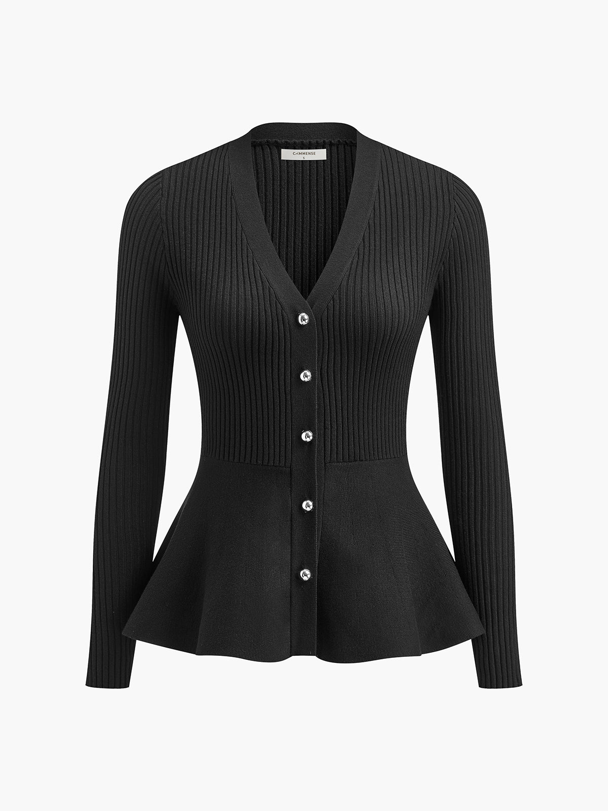 Haut en maille à empiècements côtelés oversize et taille boutonnée