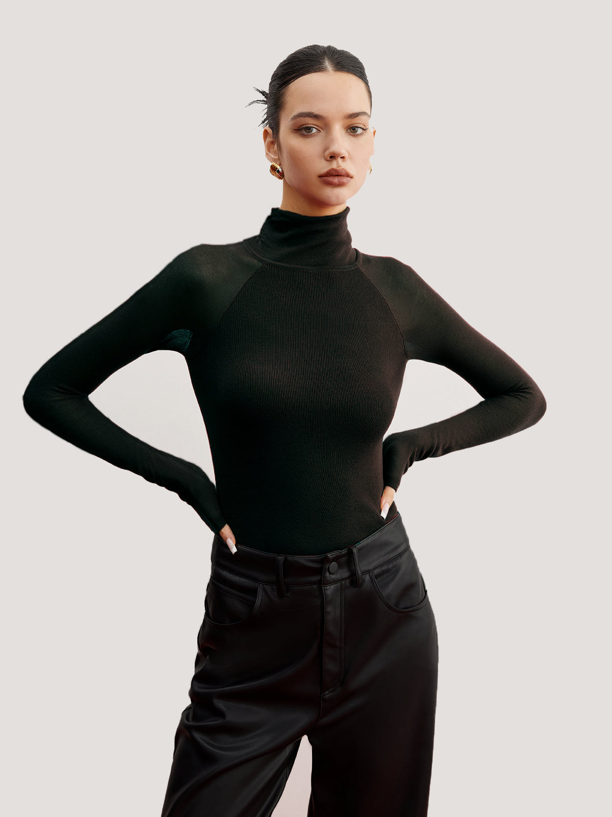 Skinny-Sweater mit transparenten Ärmeln