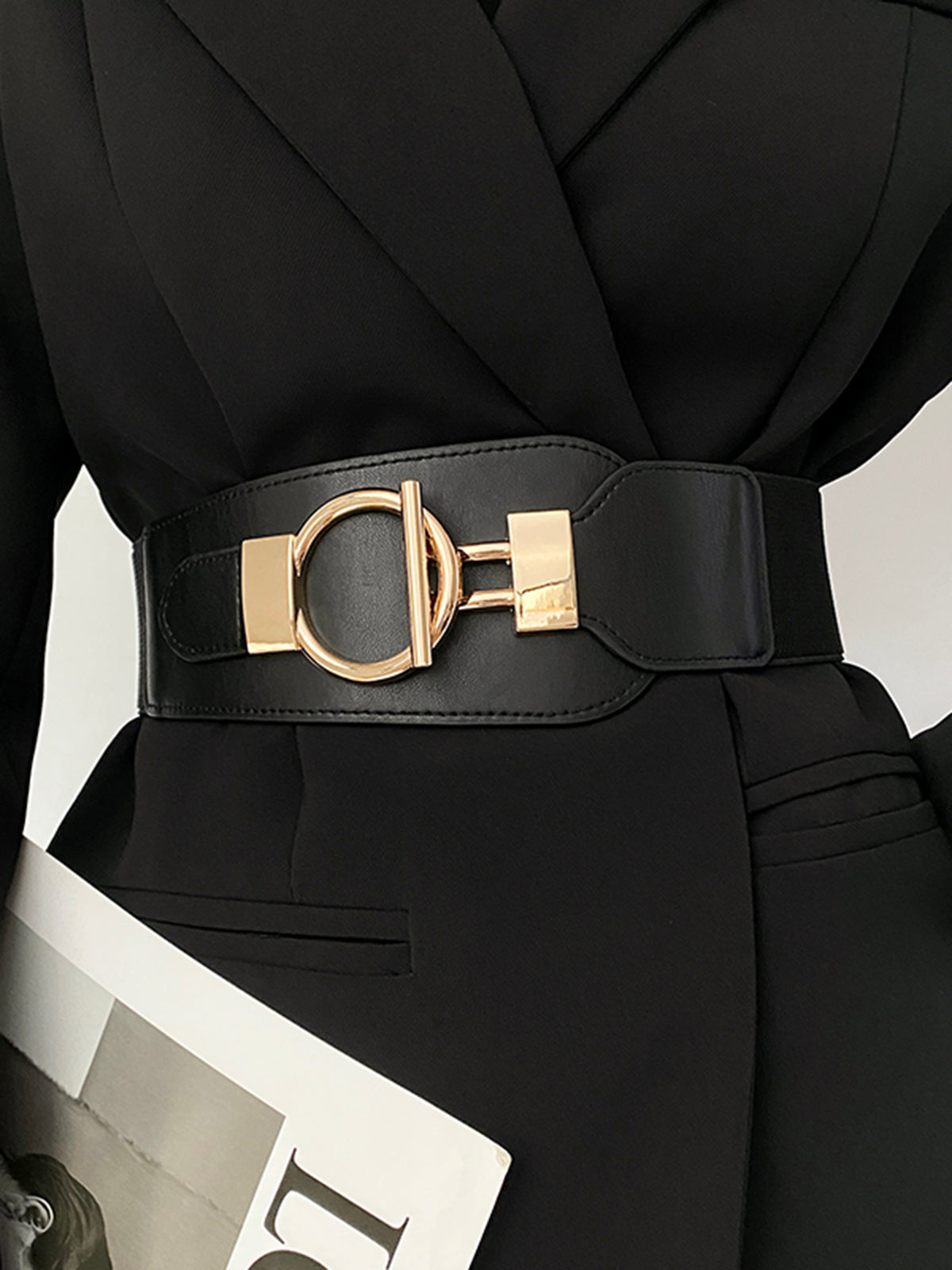 Ceinture élastique large en métal lariat
