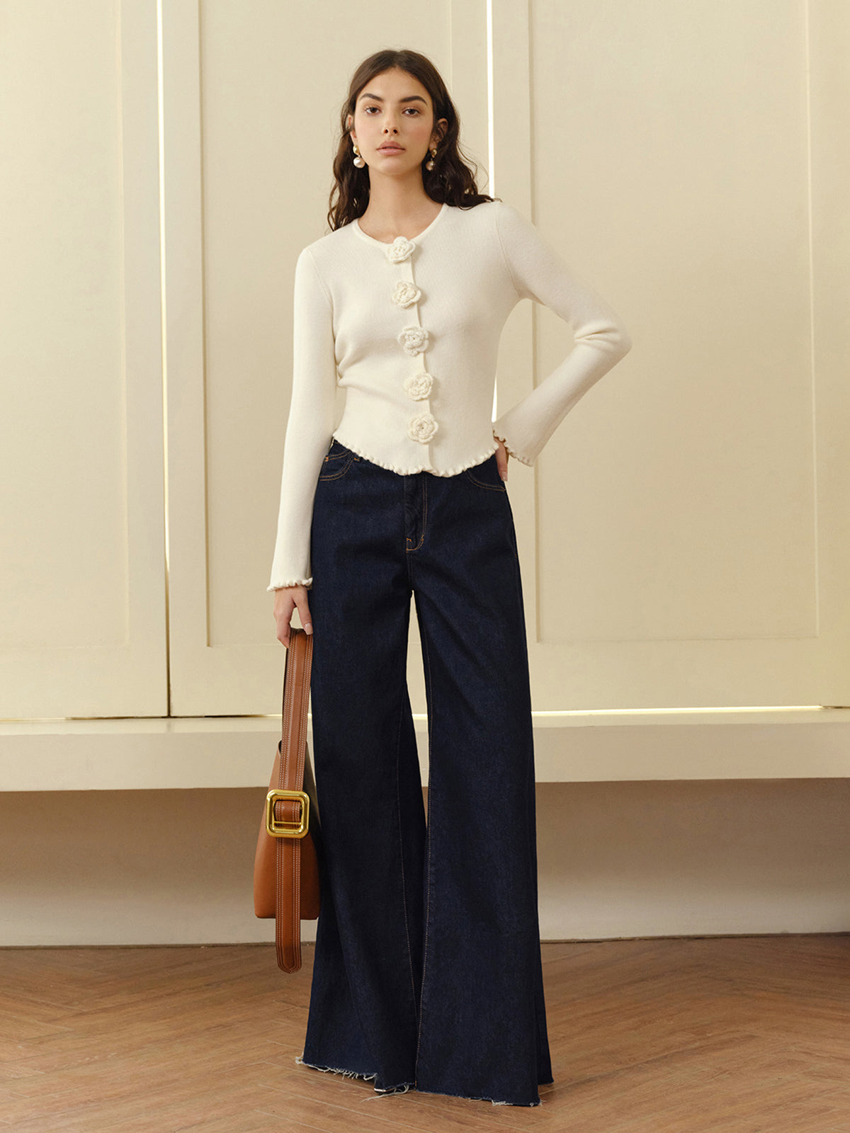 Gilet à bordure de laitue fleurie 3D