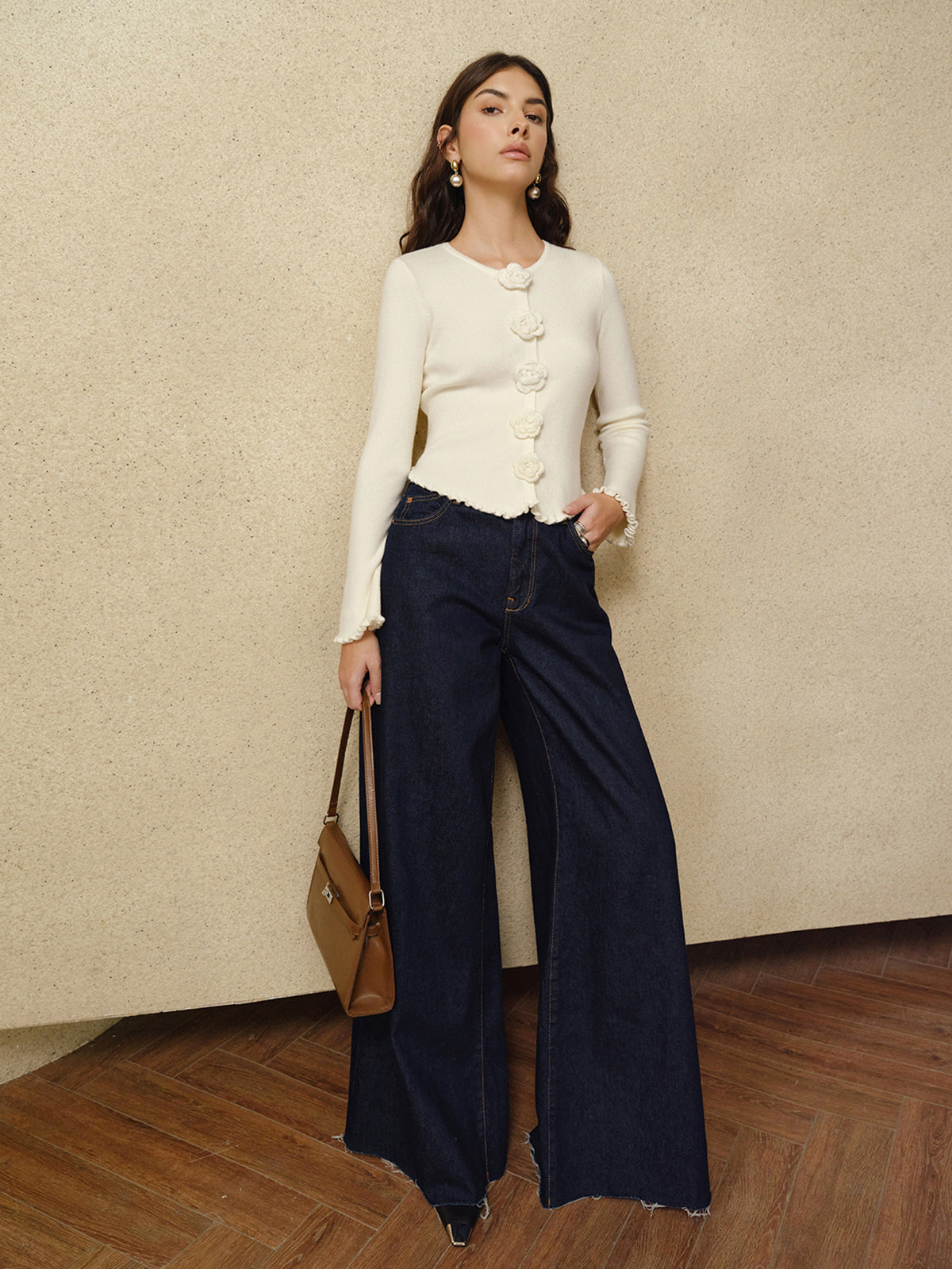 Gilet à bordure de laitue fleurie 3D