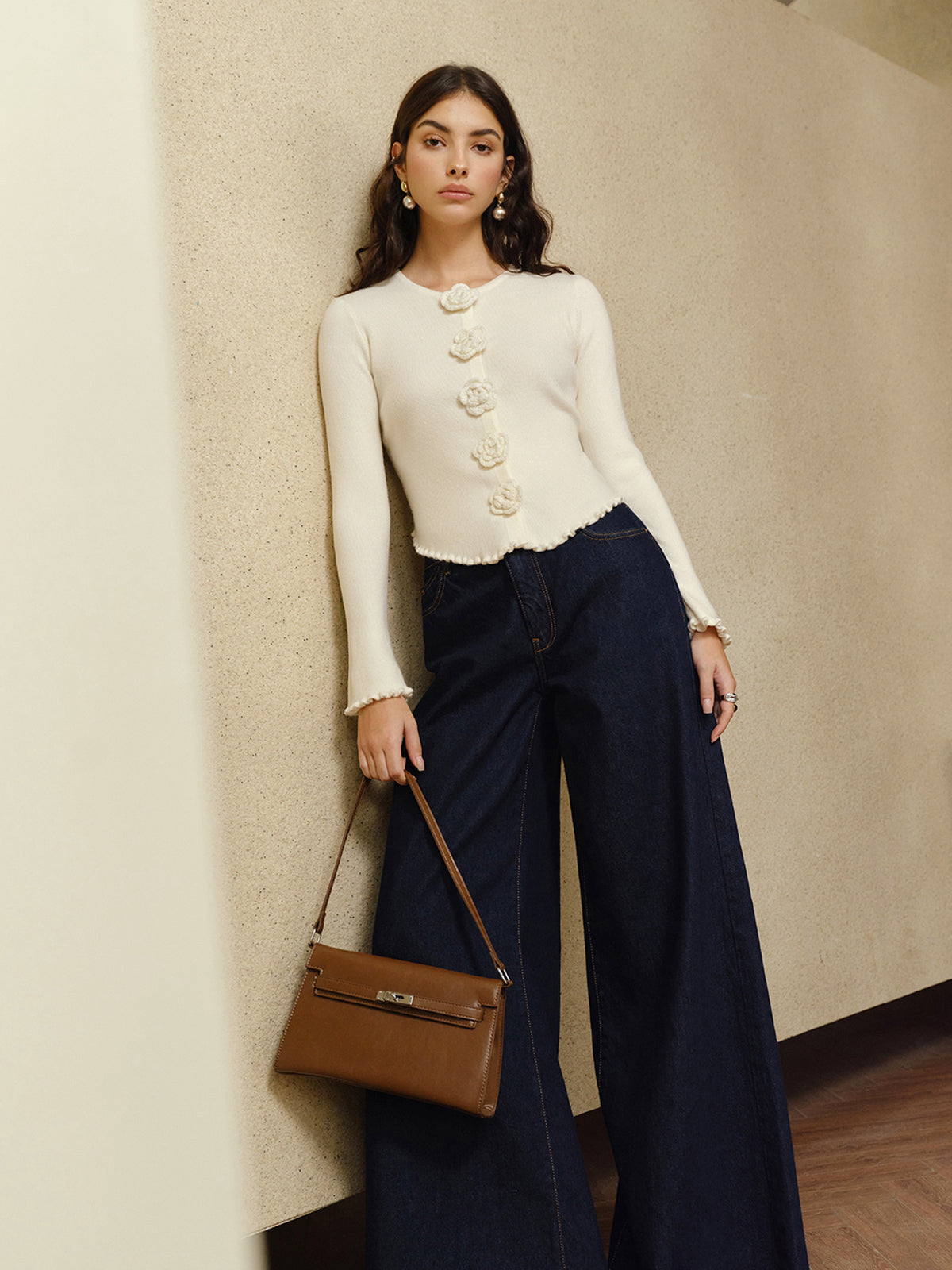 Gilet à bordure de laitue fleurie 3D