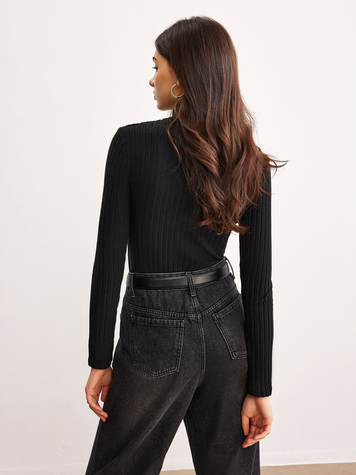 Haut côtelé à col croisé