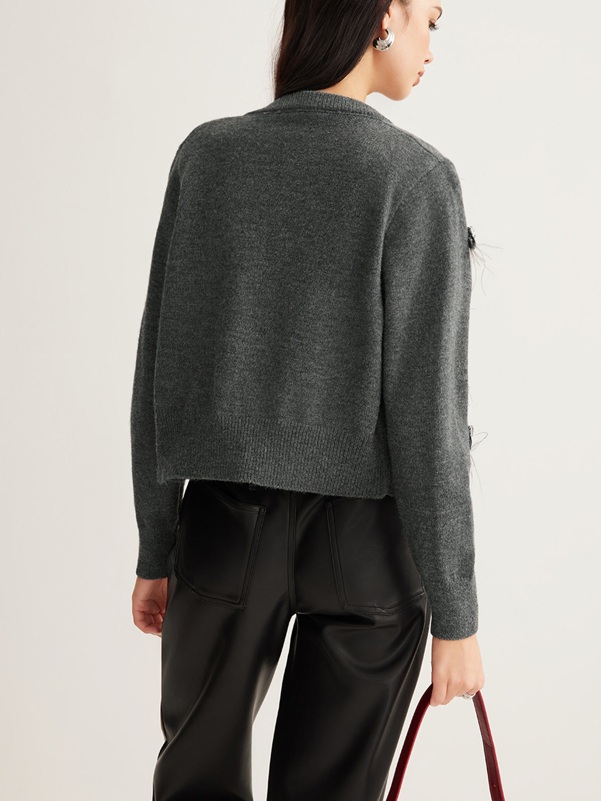 Cardigan décontracté à boutons et sequins