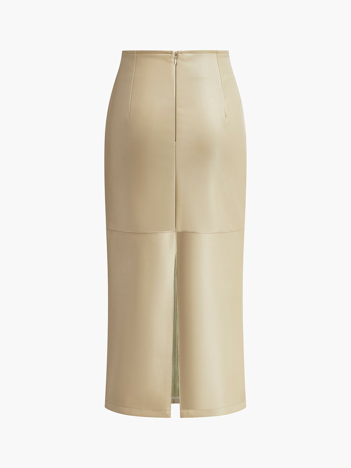 Midi-Rock mit Paspelierung aus Kunstleder