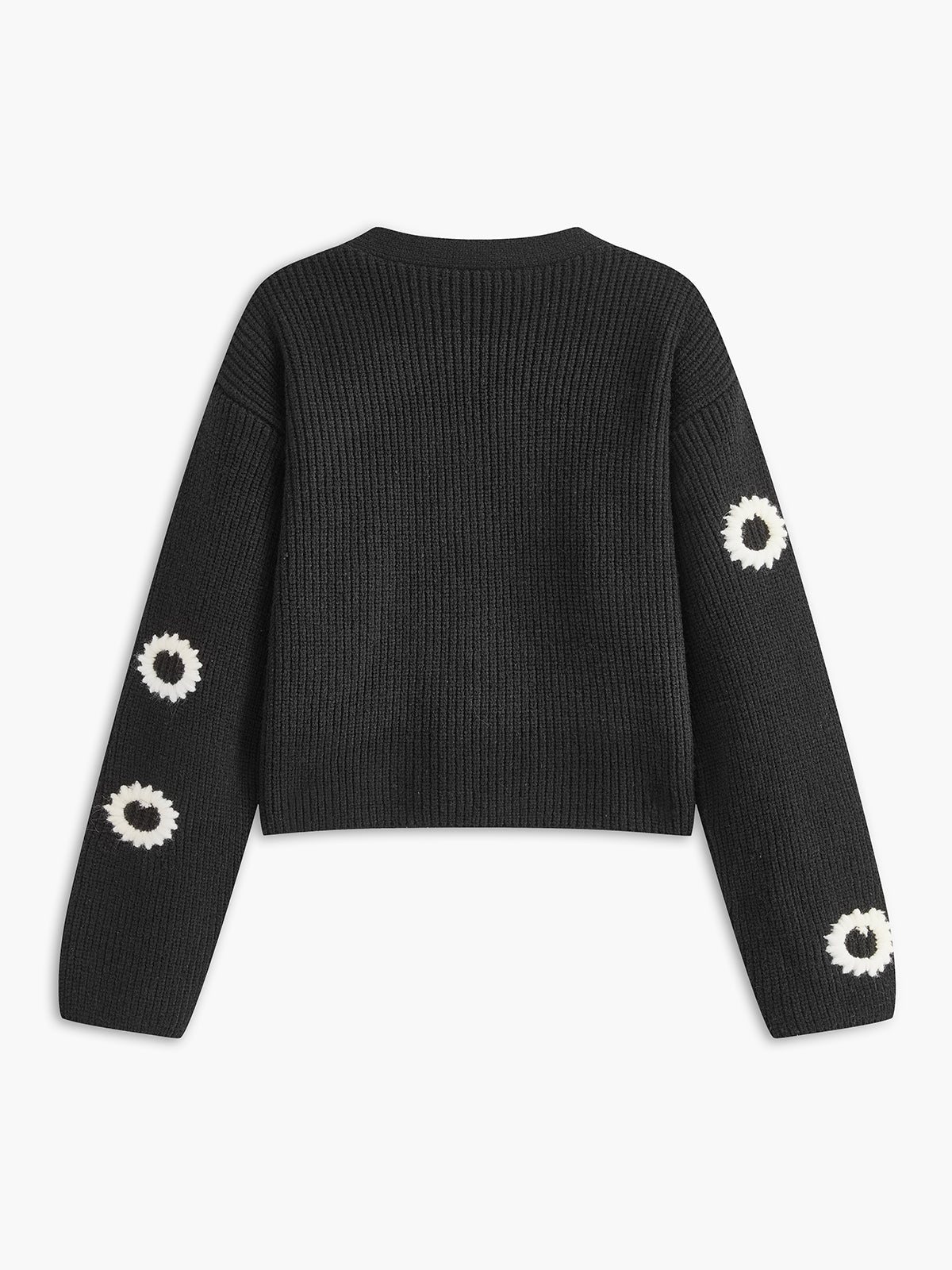 Kurzer Cardigan mit kontrastfarbenen Einfassungsknöpfen